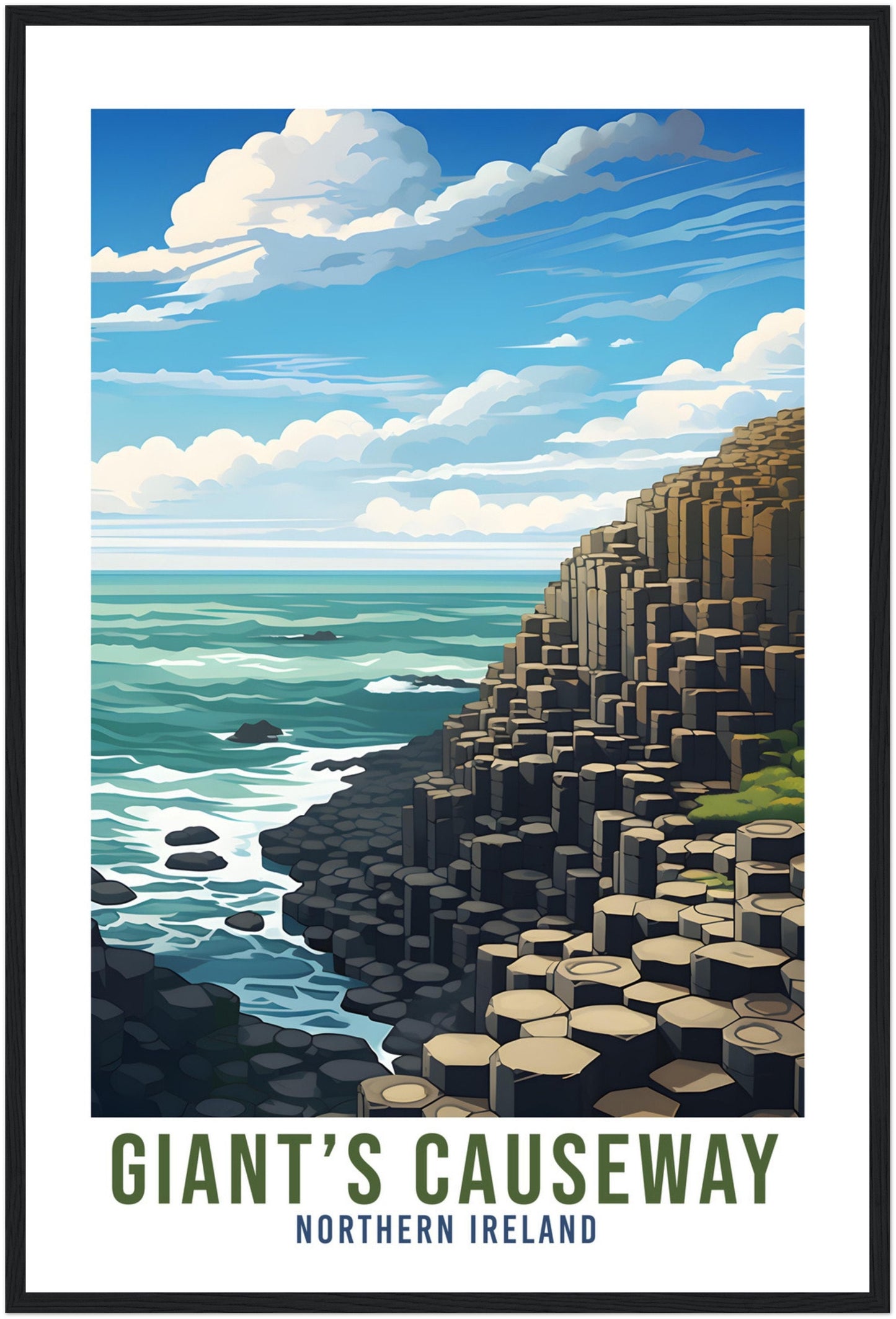 Giant's Causeway Travel Print Northern Ireland Seaside Coastal Landscape Wall Hanging Giant's Causeway Artwork Gift Causeway Coast Poster