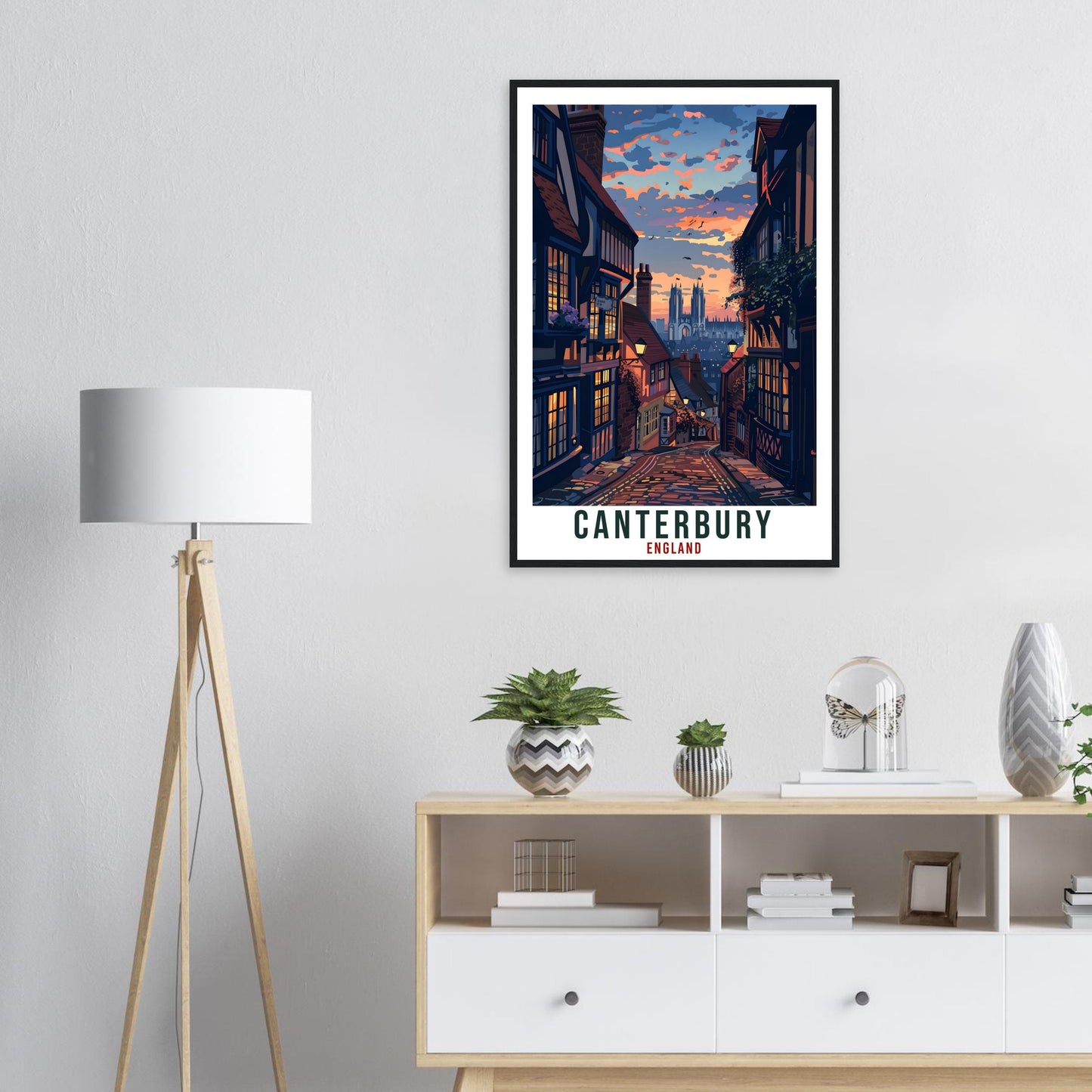 Canterbury Travel Print England Home Decoration Wall Art Gift Wall Hanging Art Lover English Artwork England Canterbury Travel Poster Print