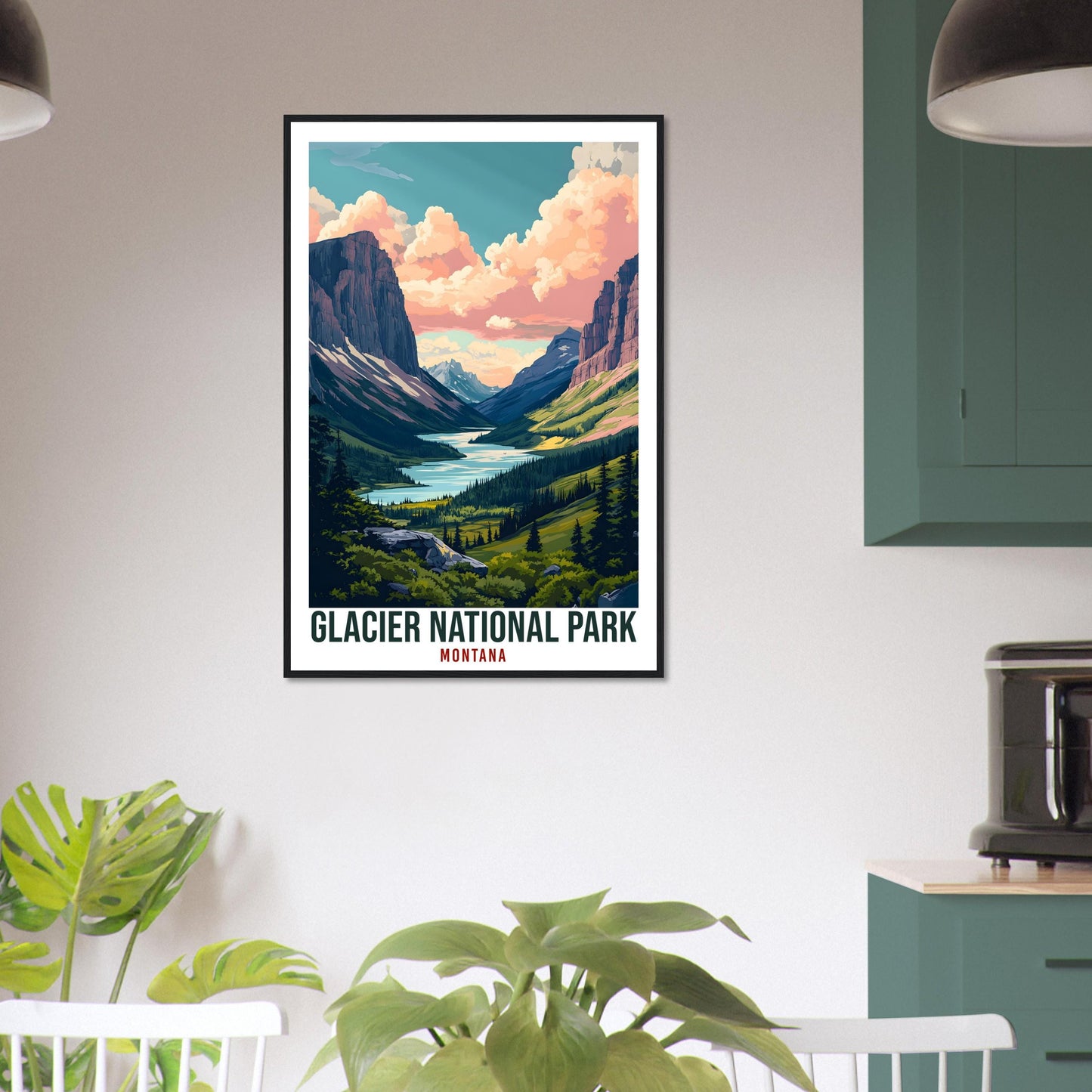 Glacier National Park Montana USA Travel Print Wall Art Wall Hanging Home Décor Montana Gift Travel Art USA Hiking Artwork Travel Poster
