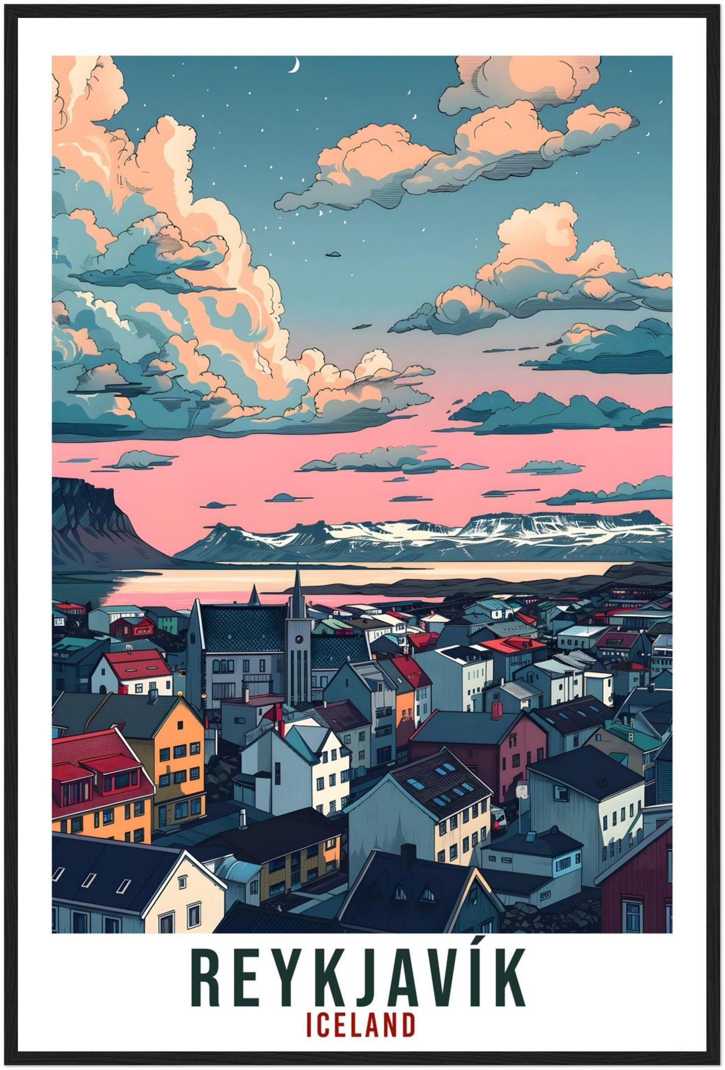 Reykjavík Iceland Travel Print Wall Art Wall Hanging Home Décor Reykjavík City Gift Travel Art Iceland Artwork Landscape Travel Poster