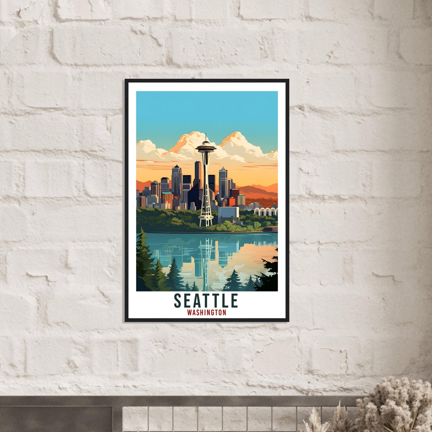Seattle Travel Poster Washington Skyline Home Decoration City Wall Art Gift Wall Hanging Art Lover Washington Artwork Seattle Travel Print