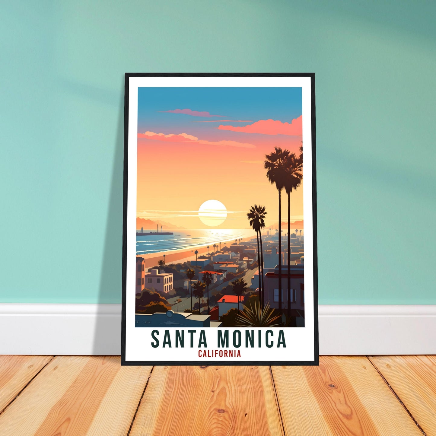 Santa Monica Travel Print California Home Decor USA City Wall Art Gift Wall Hanging Art Lover California Artwork Santa Monica Travel Poster