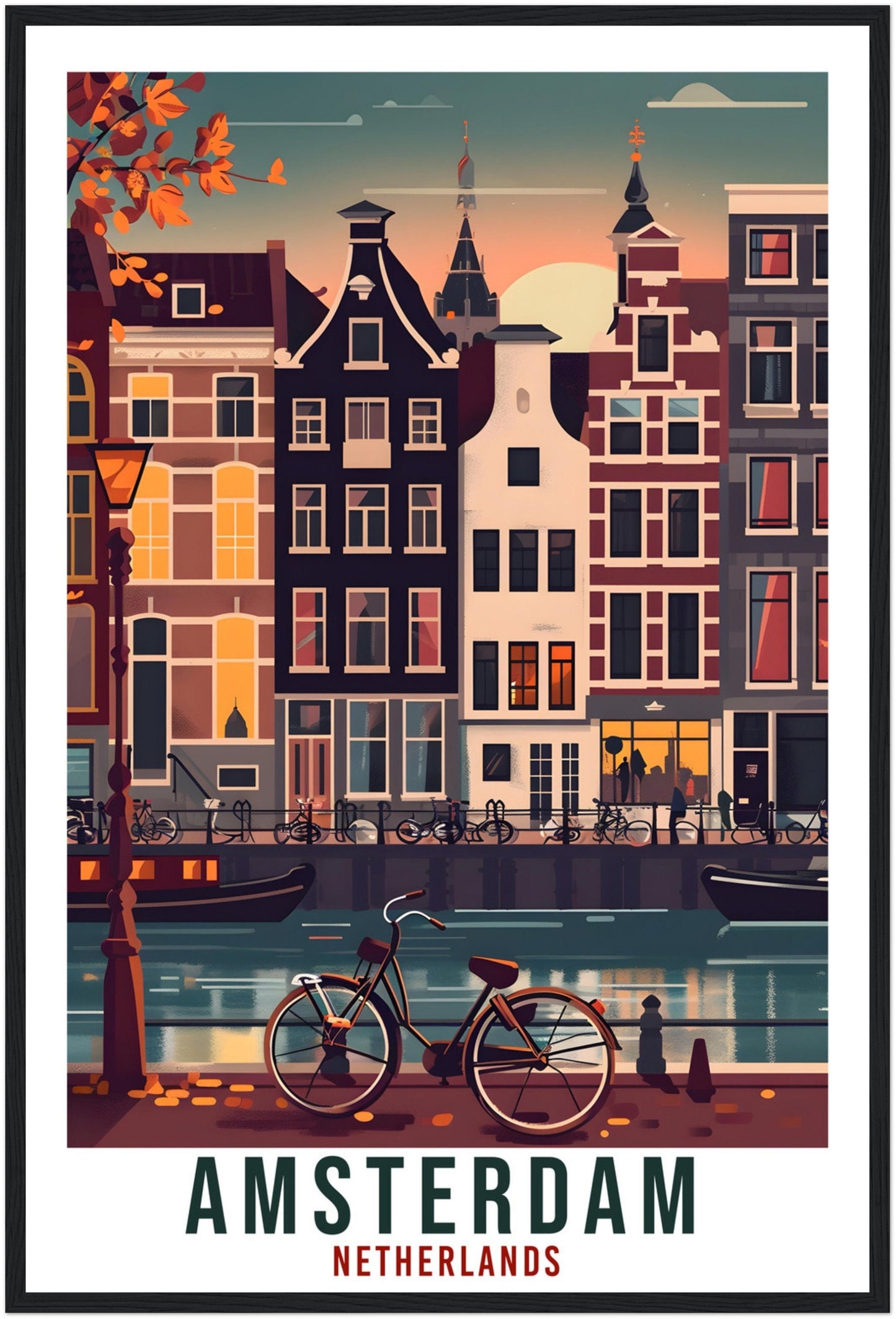 Amsterdam Travel Print Wall Art Amsterdam Netherlands Wall Hanging Artwork Art Gifts Amsterdam Travel Poster Netherlands Art Lovers Gift
