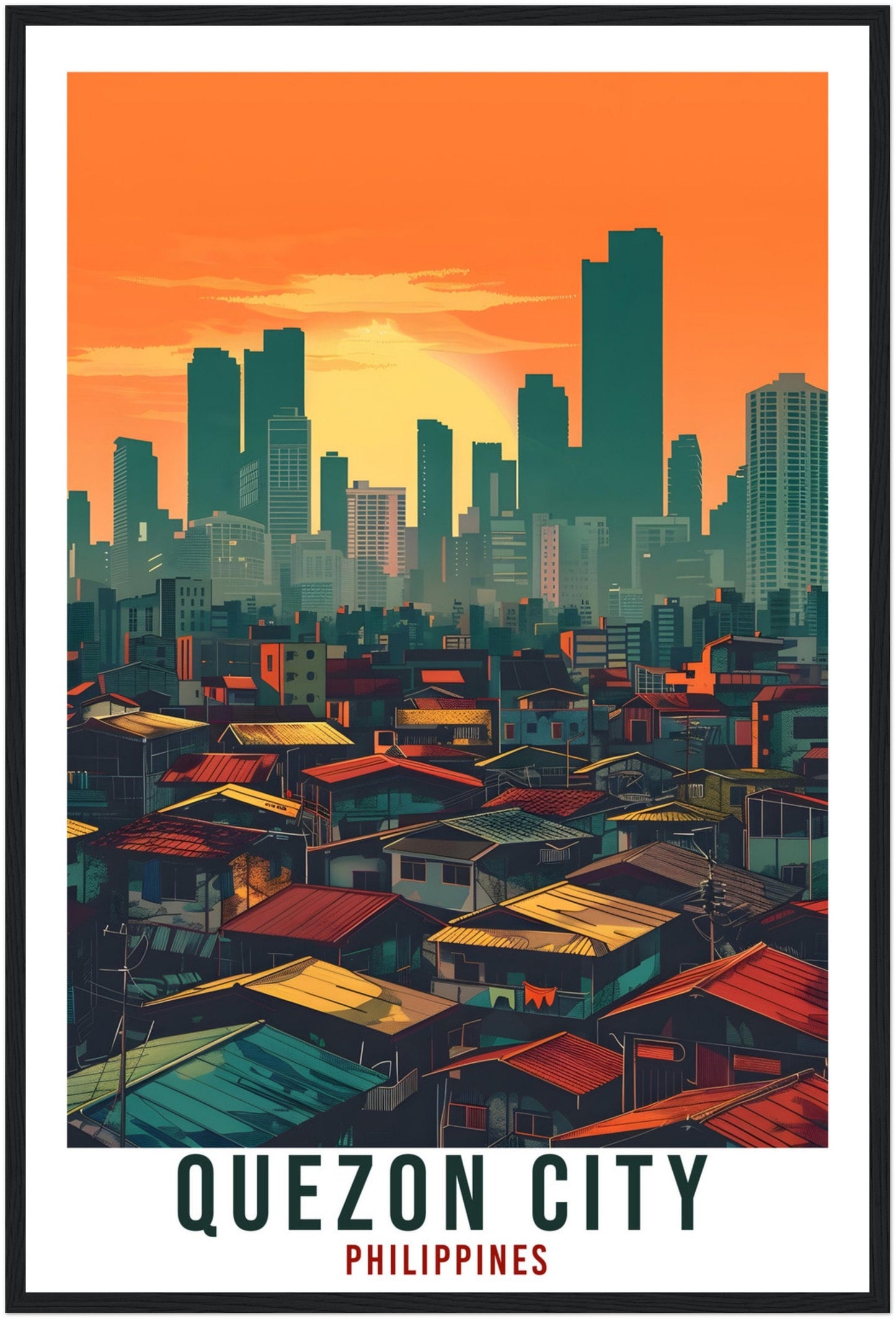 Quezon City Philippines Travel Print Wall Art Wall Hanging Home Décor Quezon City Gift Artwork Travel Art Philippines Quezon Travel Poster