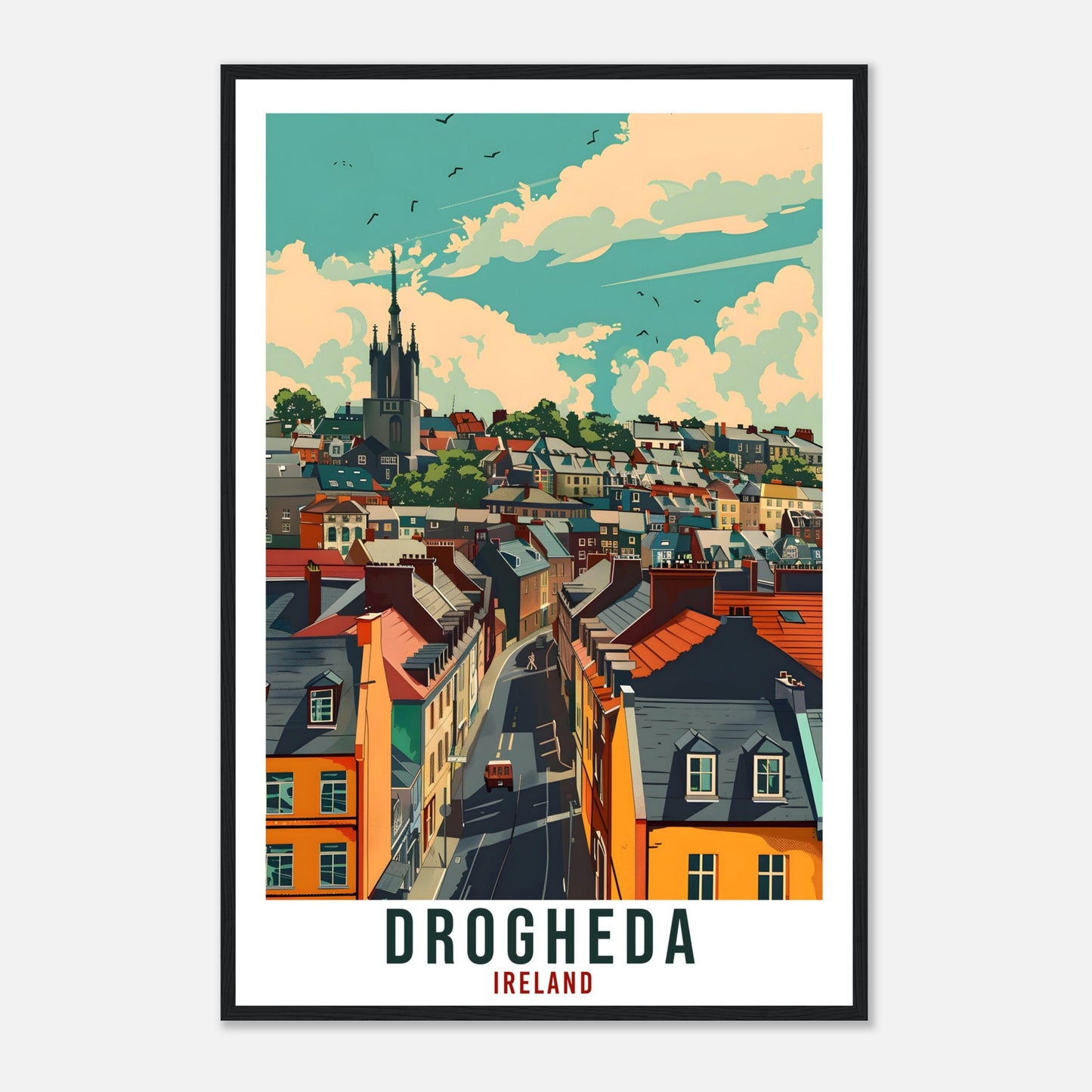 Drogheda Travel Print Ireland Wall Art Wall Hanging Home Décor Drogheda Louth Gift Art Lovers Gift Irish Artwork Gift Ireland Travel Poster