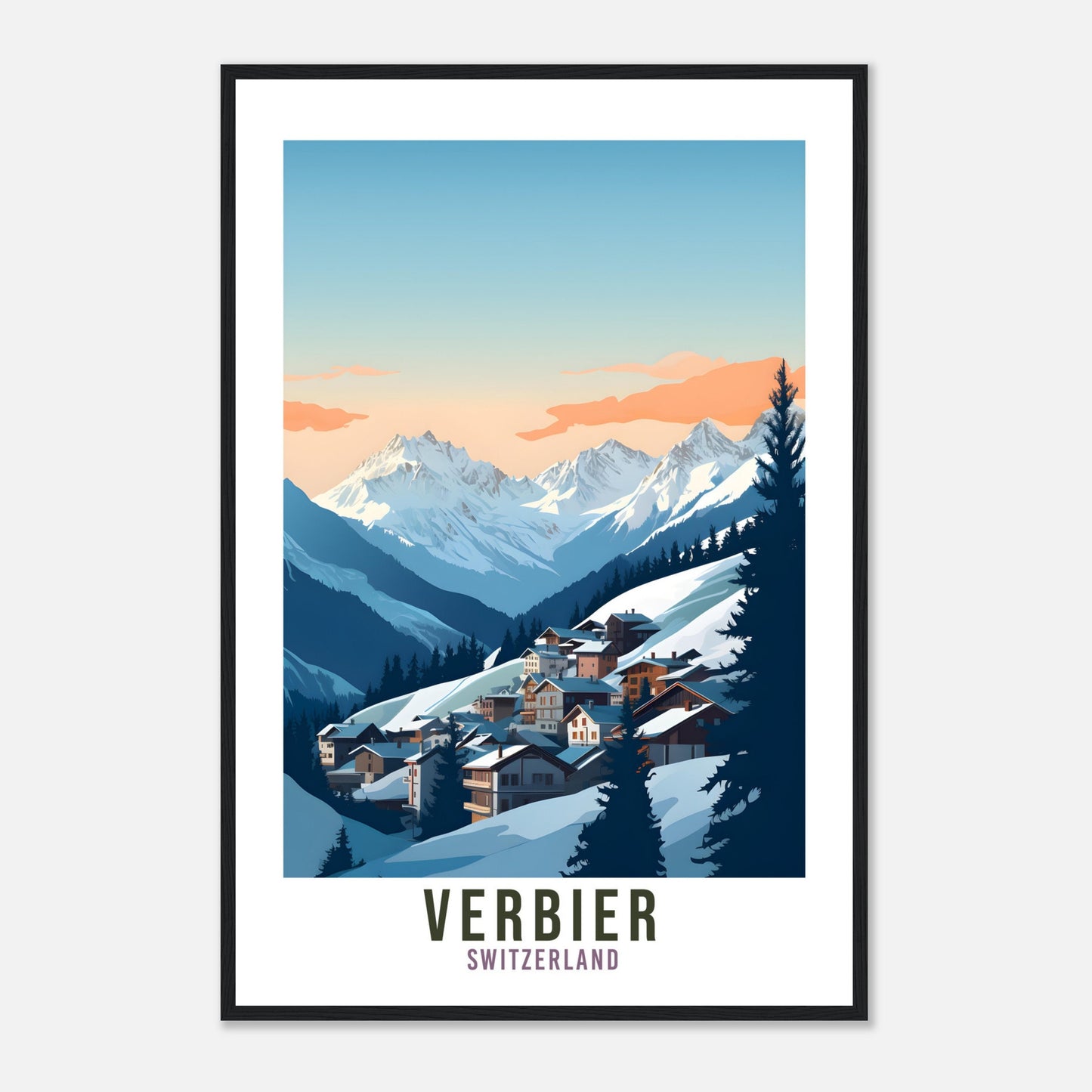 Verbier Travel Print Wall Art Verbier Home Decor Switzerland Gift Holiday Verbier Art Print Verbier Travel Poster Swiss Mountain Landscape