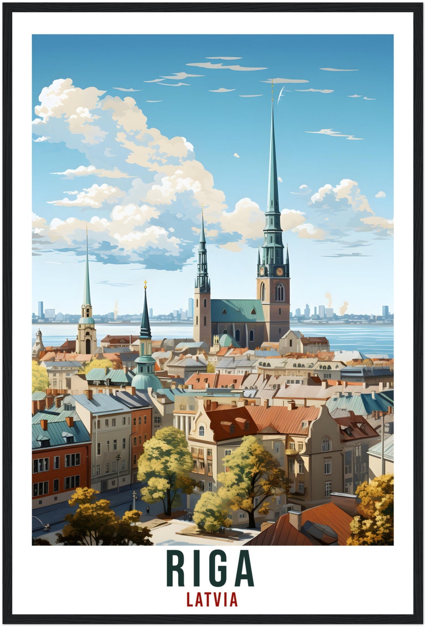 Riga Print Latvian Travel Wall Art Riga City Wall Hanging Home Décor Riga Gift Art Lovers Latvia Artwork Gift Print Riga Landmark Poster