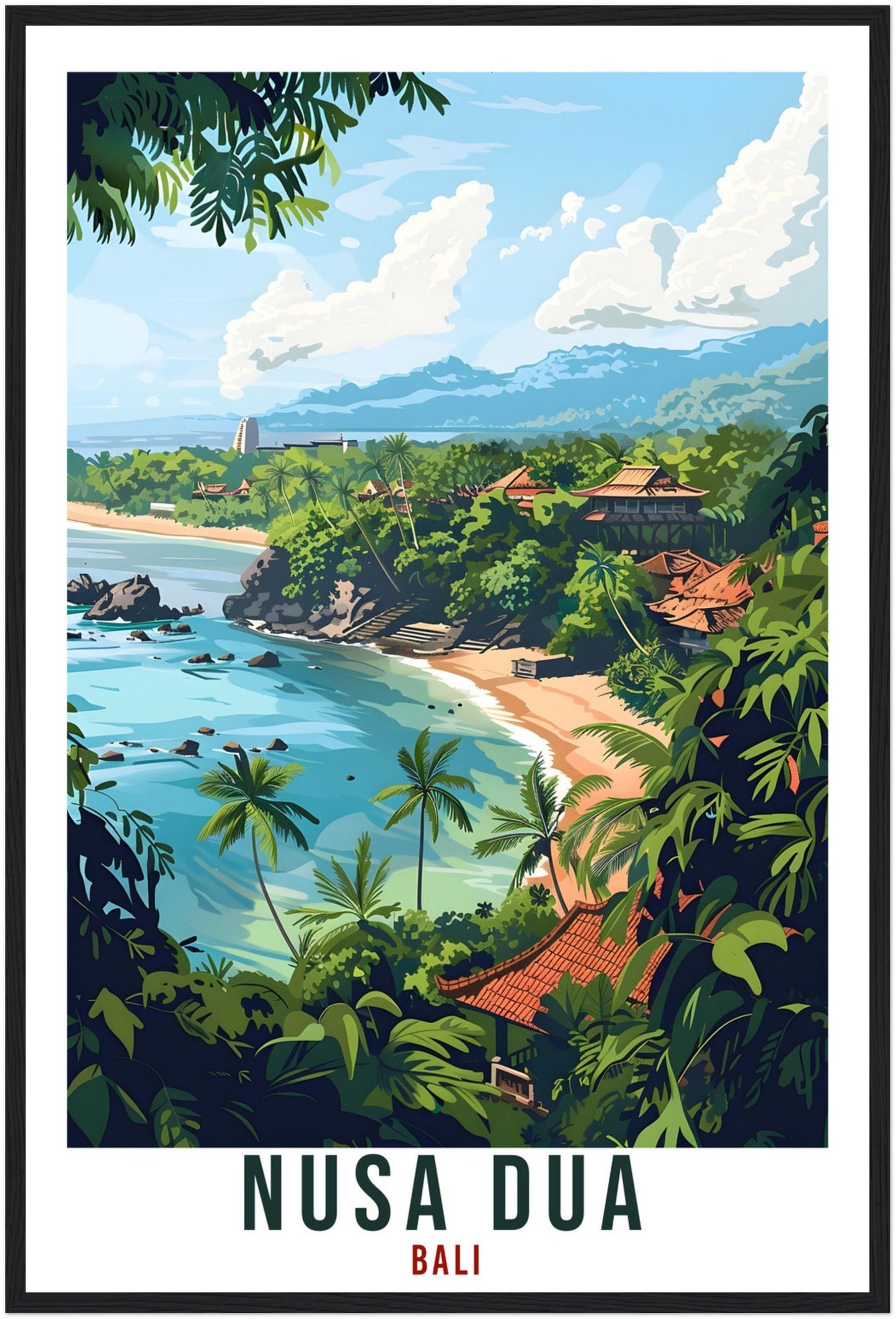 Nusa Dua Bali Travel Print Bali Wall Art Wall Hanging Home Décor Nusa Dua Gift Landmark Artwork Travel Art Lovers Indonesia Travel Poster