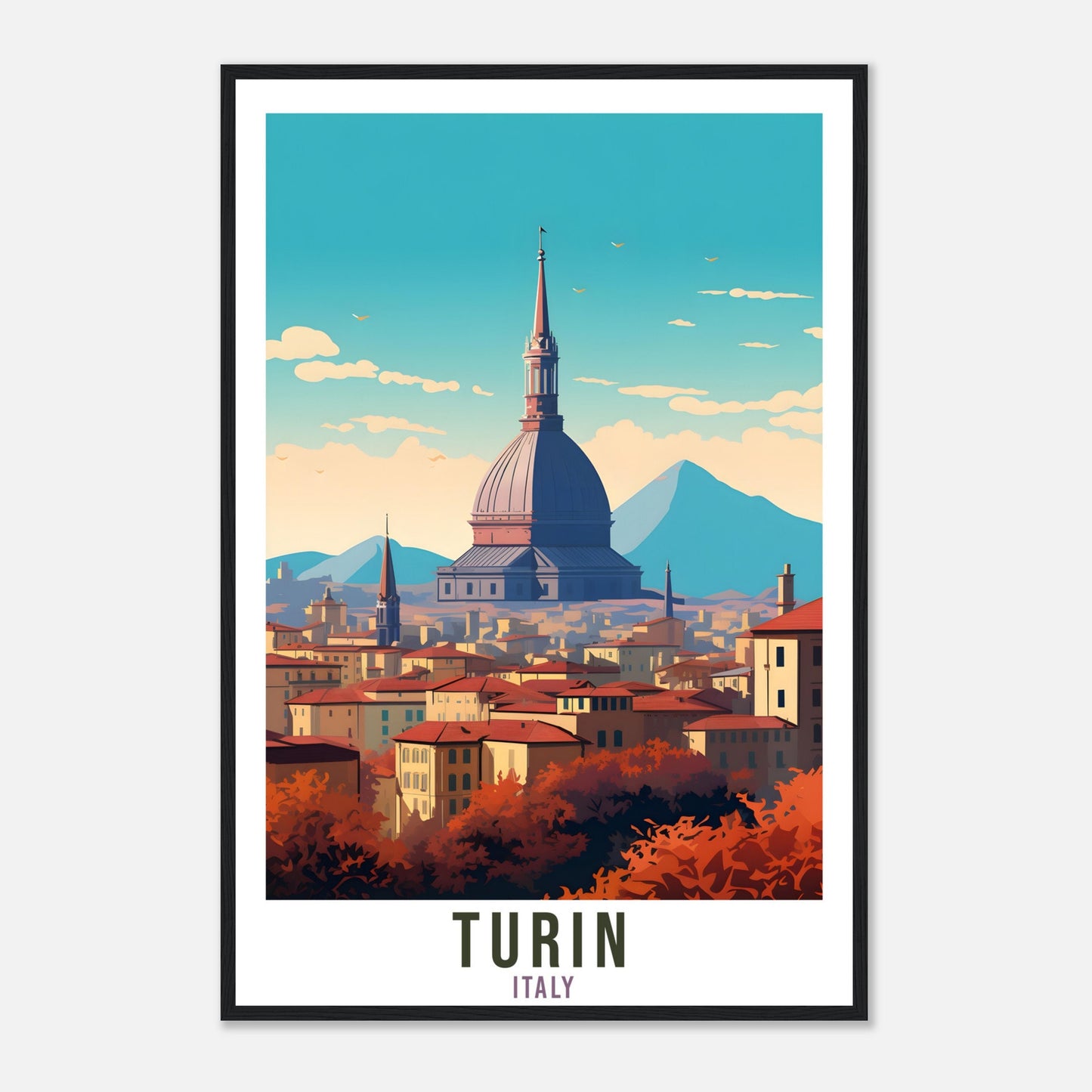 Turin Italy Travel Print Wall Art Turin Wall Hanging Home Décor Turin Gift Art Lovers Italy Art Lover Gift Print Turin City Print Italian