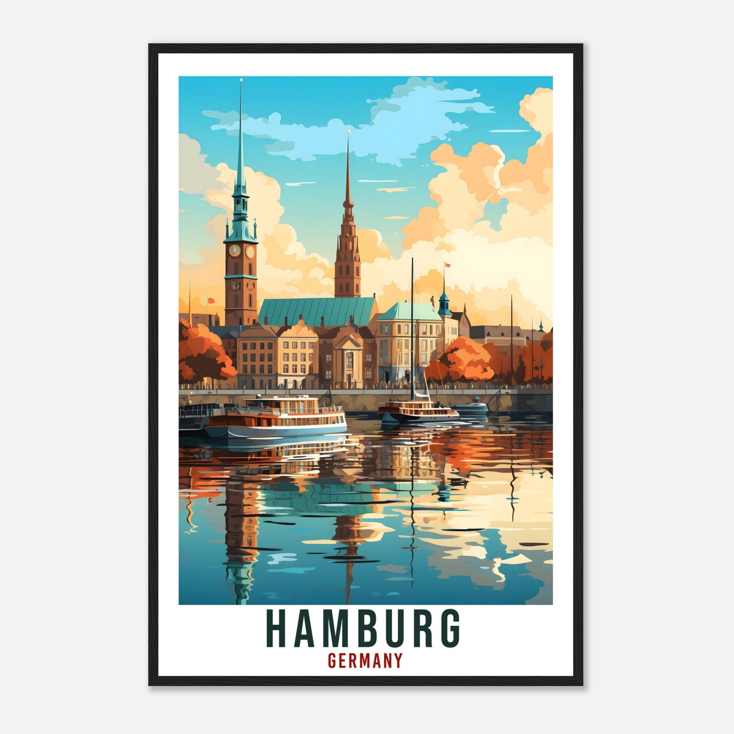 Hamburg Travel Print Germany Home Decoration Hamburg German City Wall Art Gift Wall Hanging Art Lover Germany Artwork Hamburg Travel Poster