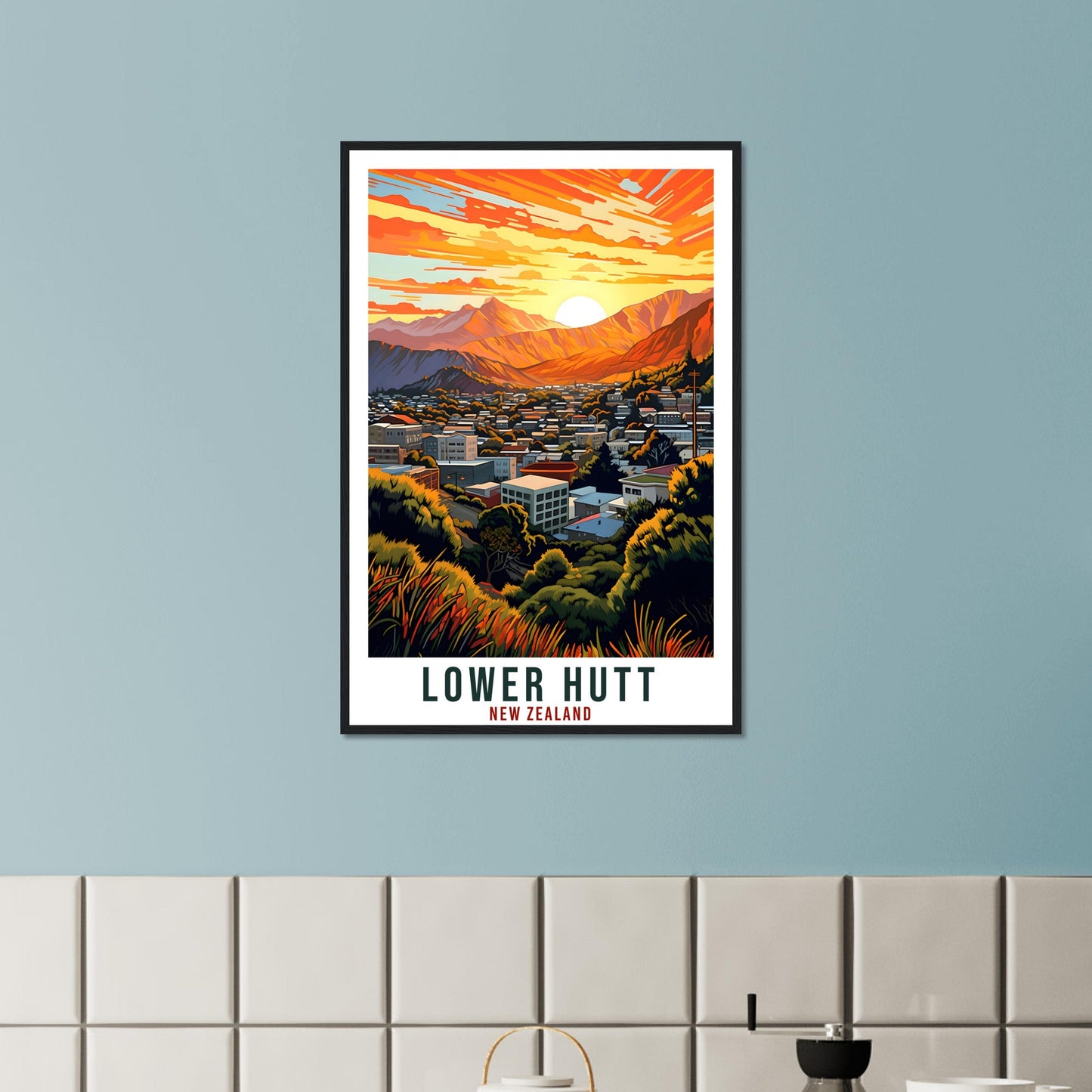 Lower Hutt Travel Print Wall Art Lower Hutt New Zealand Home Decor Artwork Art Gift Lower Hutt Travel Poster New Zealand Art Lovers Gift