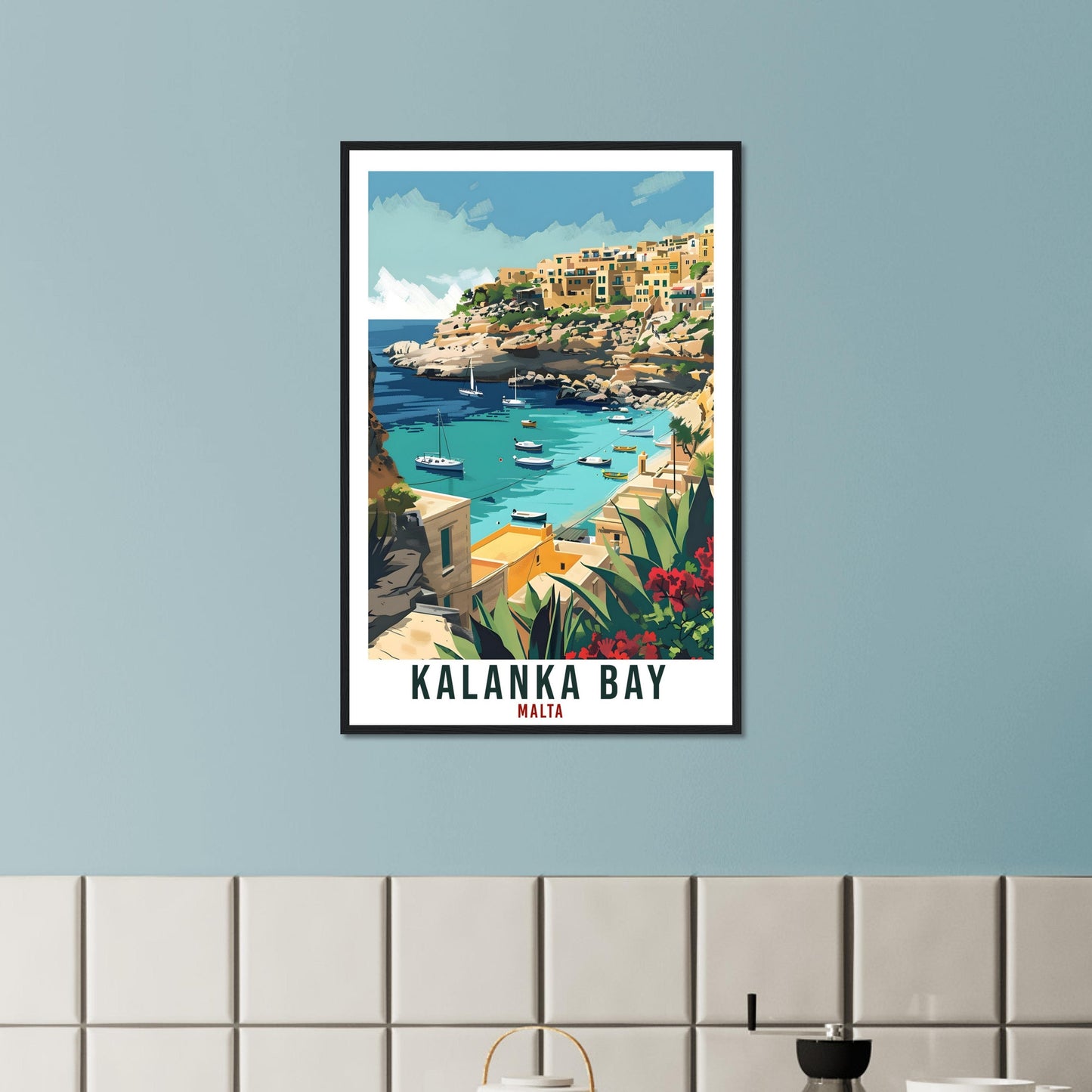 Kalanka Bay Travel Print Malta Wall Art Wall Hanging Home Living Décor Kalanka Bay Gift Travel Gift Malta Artwork Gift Malta Travel Poster