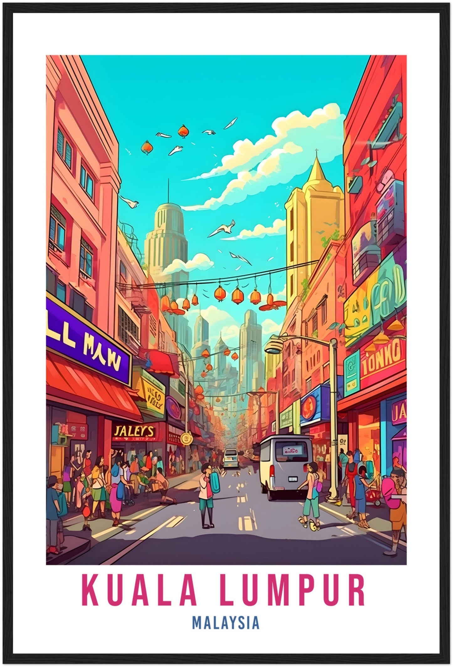 Kuala Lumpur Travel Poster Print Wall Art KL Street Art Wall Hanging Malaysia Gift Holiday Print Vacation Art Print Kuala Lumpur Travel Gift