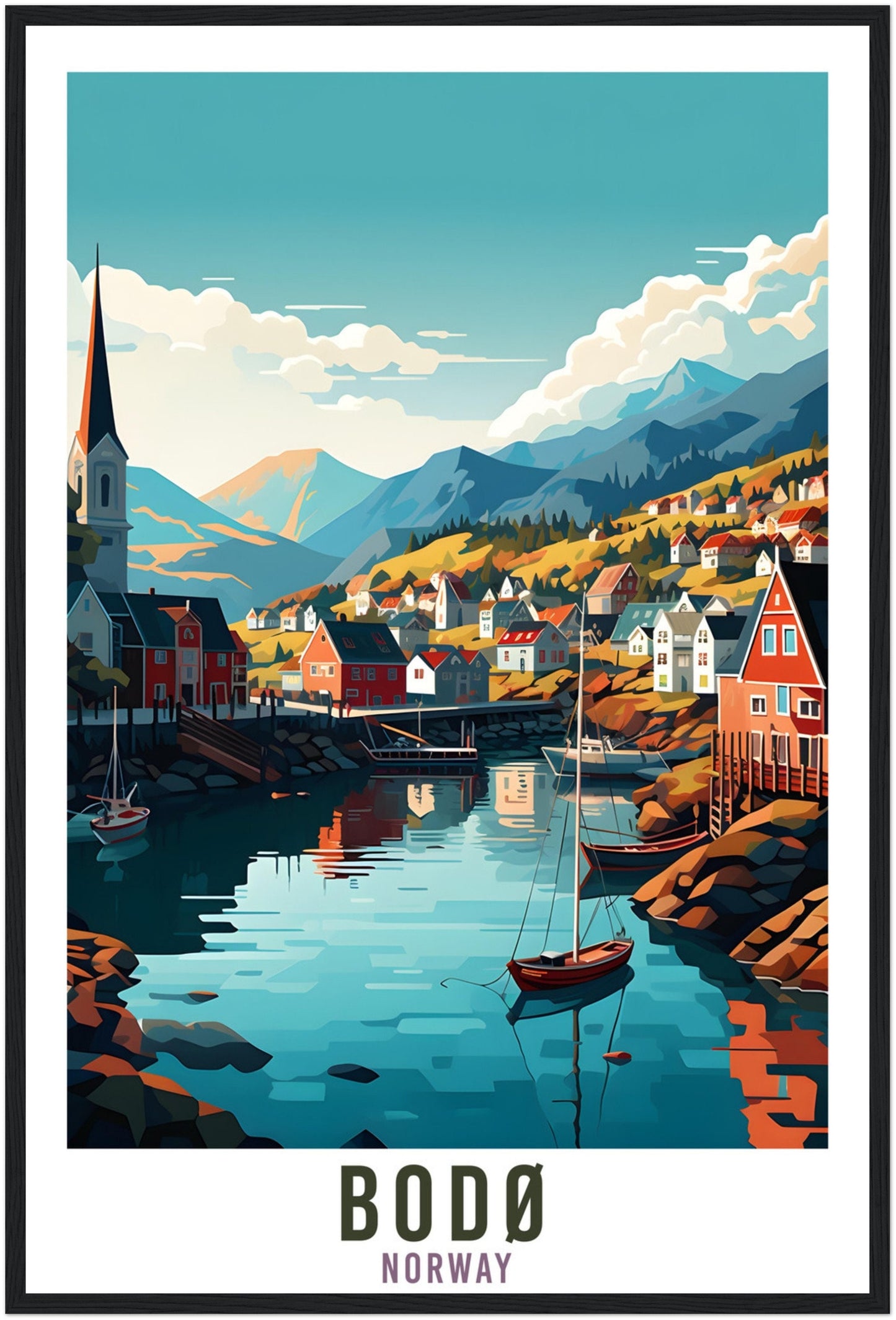 Bodø Norway Travel Print Bodø Wall Hanging Norway Arctic Bodø Travel Poster Northern Norway Wall Art Bodø Travel Poster Wall Hanging Artwork