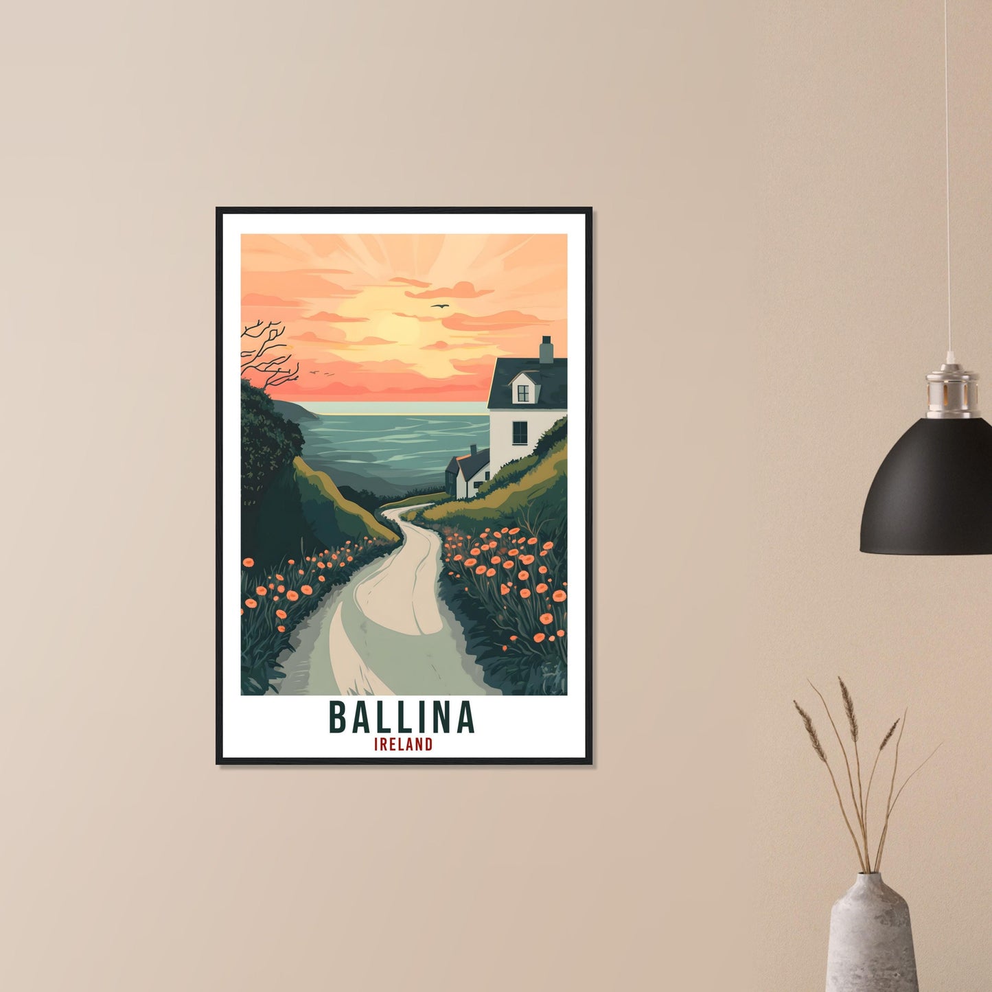 Ballina Travel Print Ireland Home Decor Ballina Wall Art Wall Hanging Art Lover Irish Artwork Travel Poster Ballina Mayo Ireland Travel Art