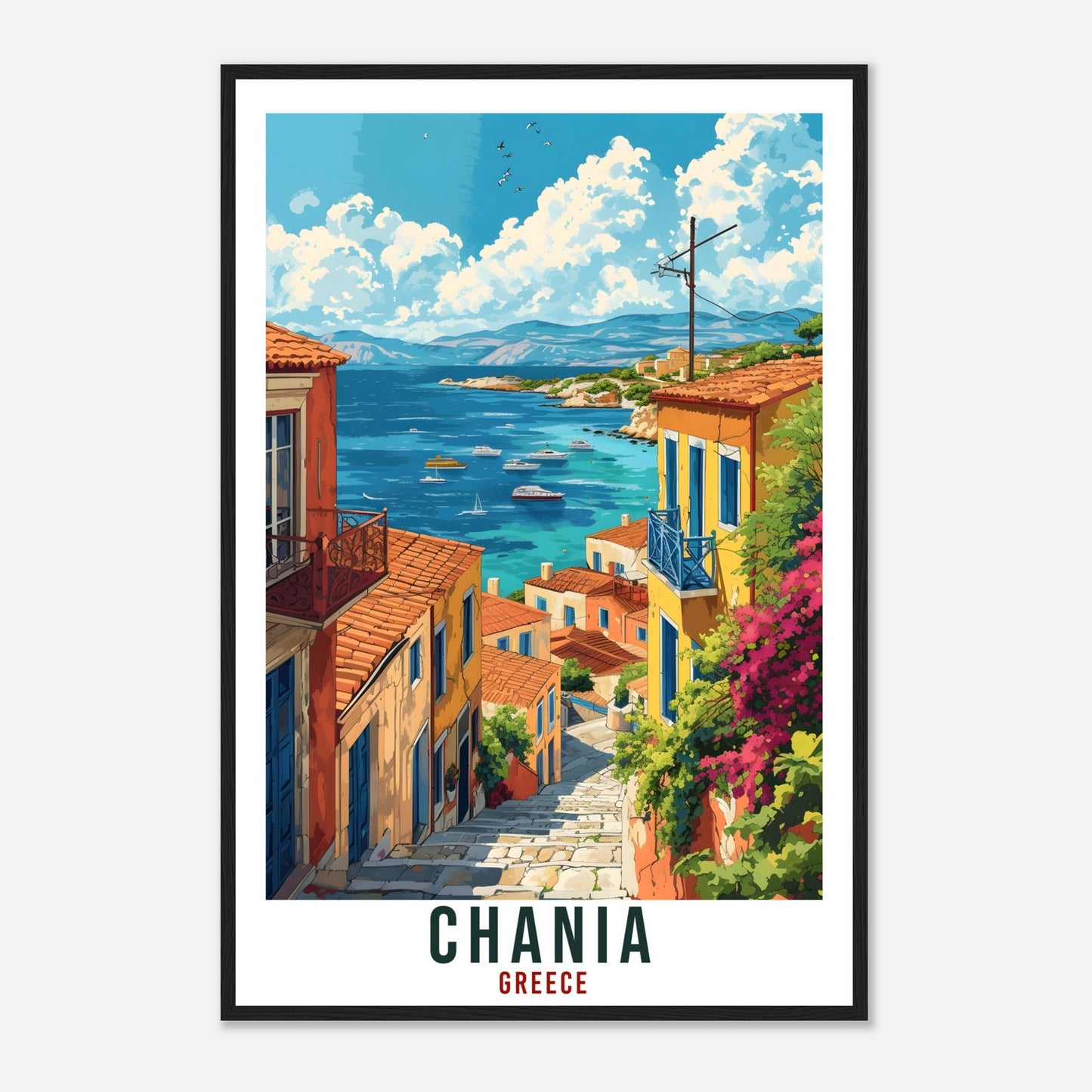 Chania Crete Travel Print Greece Home Decoration Chania Greek City Wall Art Gift Wall Hanging Art Lover Greece Artwork Chania Travel Poster