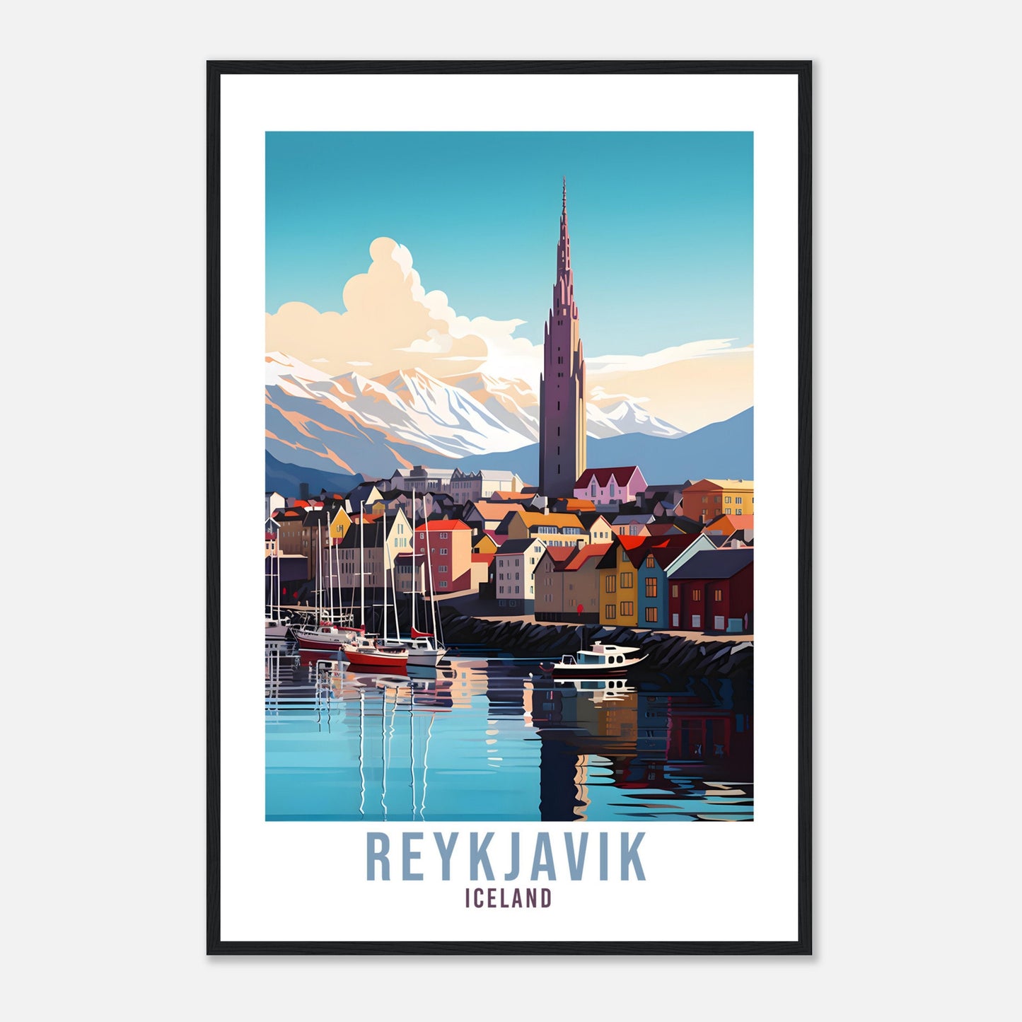 Reykjavik Travel Print Gift Iceland Reykjavik Travel Poster Reykjavik Wall Art Cityscape Reykjavik Illustration Home Decor Wall Hanging