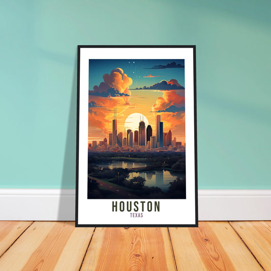 Houston Travel Print Wall Art Houston Texas Wall Art Houston Travel Poster USA Home Decor Houston Art Lovers Gift Houston City Travel Art