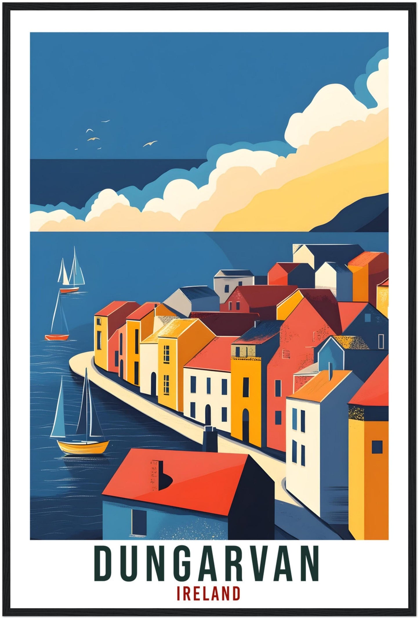 Dungarvan Travel Print Ireland Decor Dungarvan Wall Art Gift Wall Hanging Art Lover Waterford Irish Artwork Travel Poster Ireland Travel Art