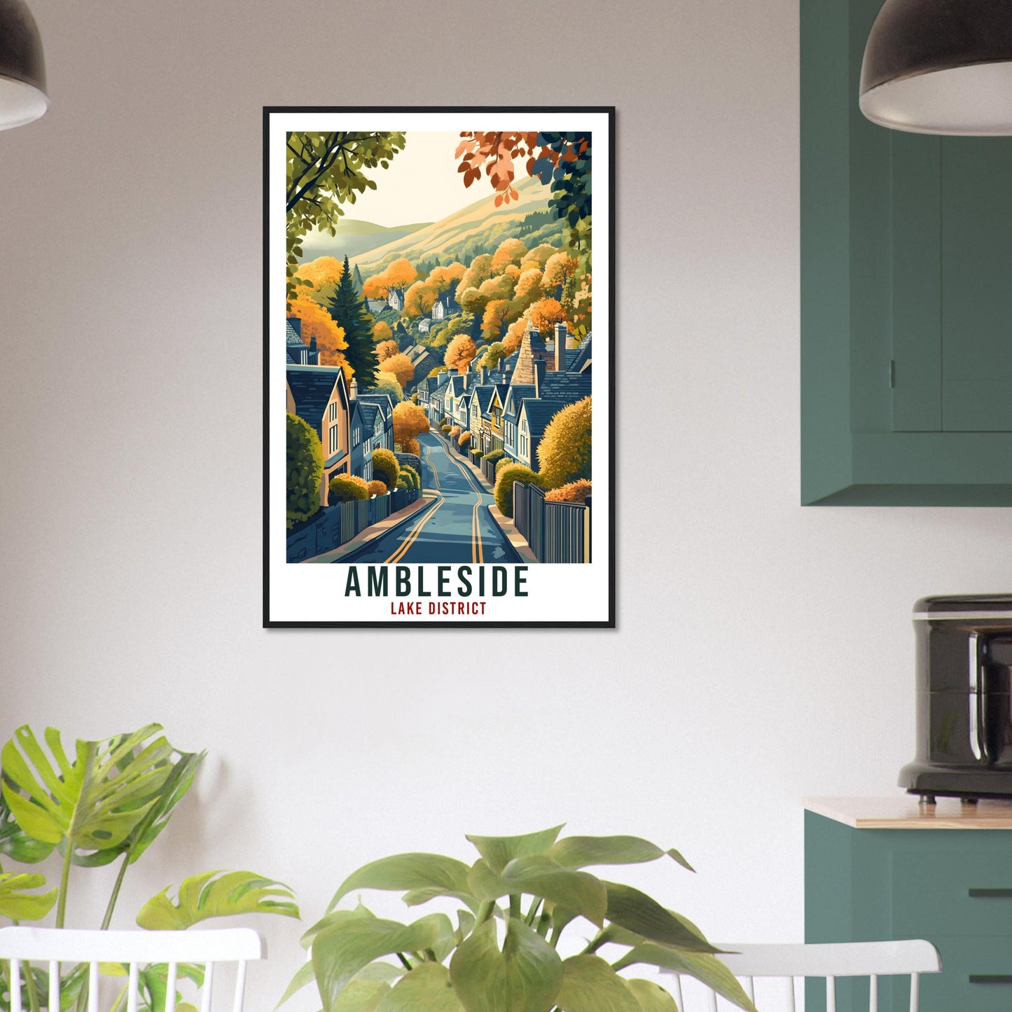 Ambleside Travel Print Lake District Home Decor Ambleside Wall Art Wall Hanging Art Lover Lake District Artwork Travel Poster Cumbria Travel