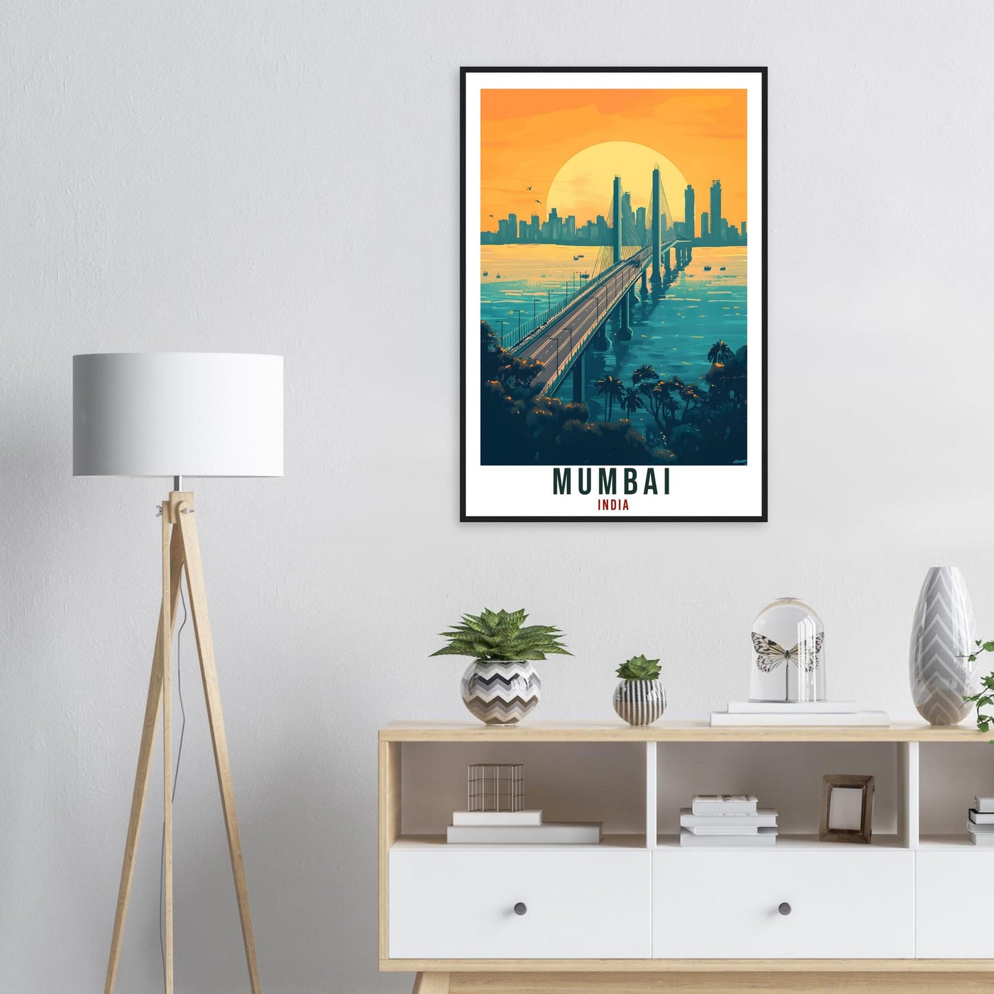 Mumbai Travel Print Indian Home Decor Mumbai Bridge Wall Art Wall Hanging Art Lover India Artwork Travel Poster India Travel Art City Art
