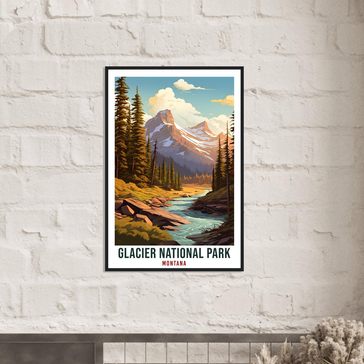 Glacier National Park Travel Print Montana Home Decor Wall Art Wall Hanging Travel Art Gift Glacier National Park Travel Poster Montana