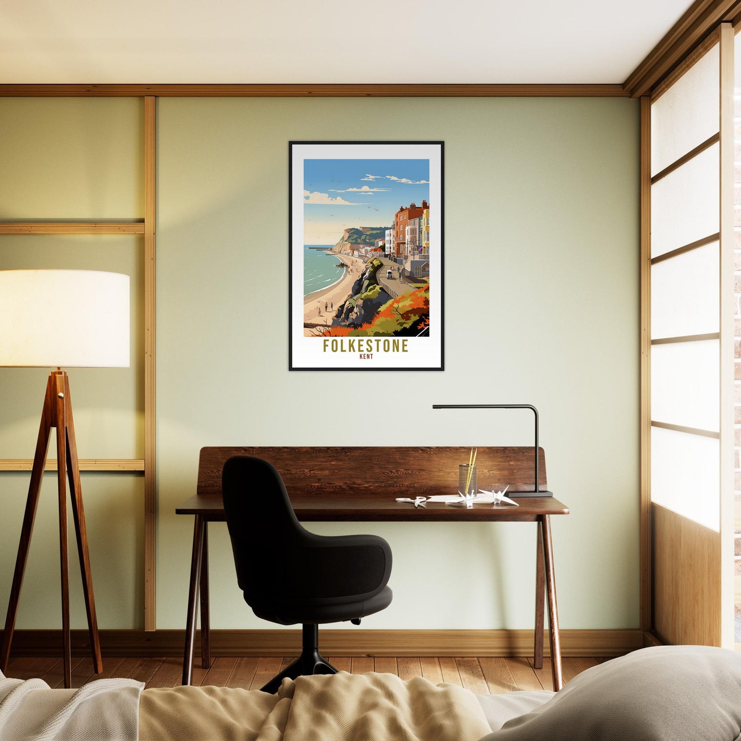 Folkestone Travel Print Kent Home Decor Folkestone South East England Wall Hanging Folkestone Artwork Gift Folkestone Travel Poster Artwork