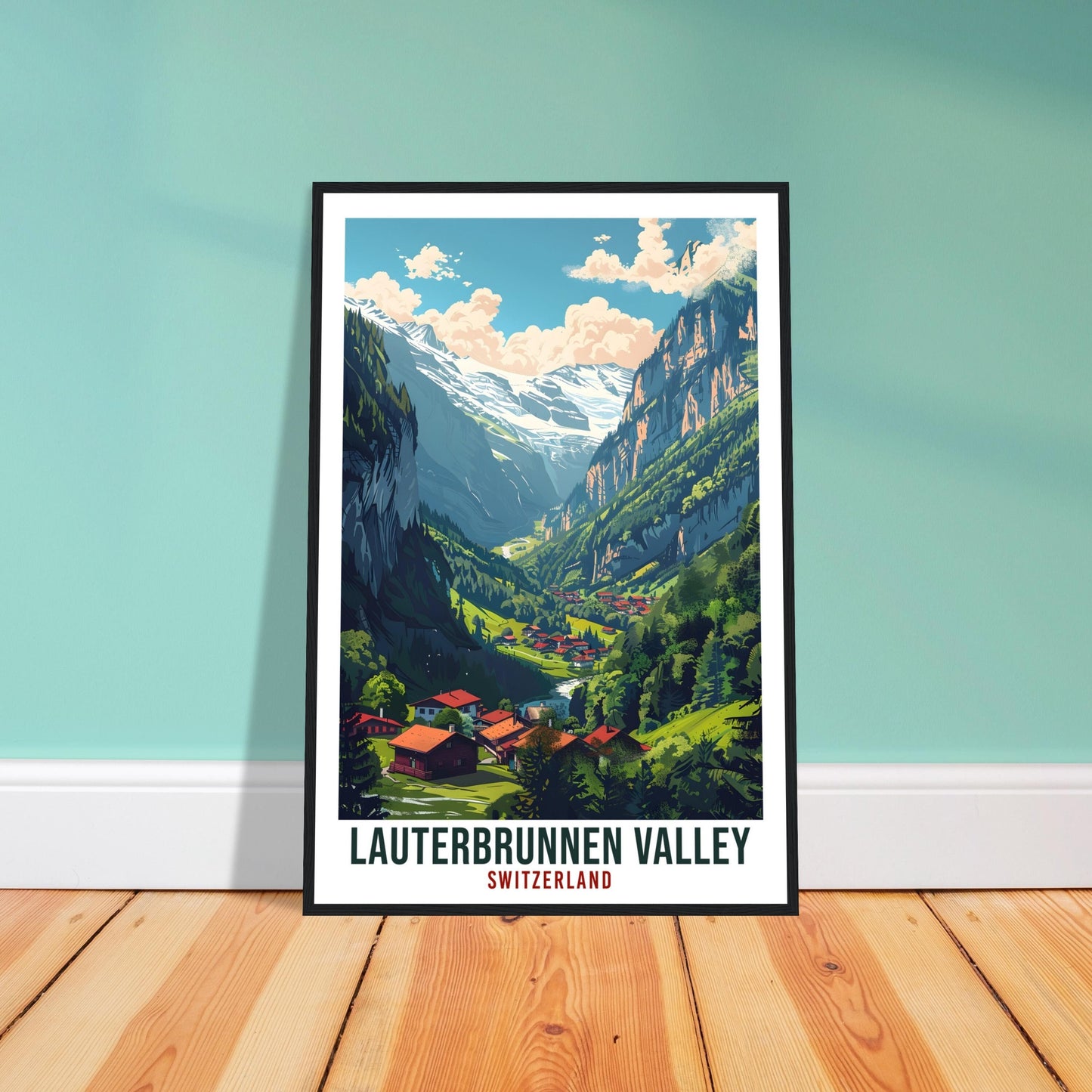 Lauterbrunnen Valley Travel Print Swiss Wall Art Hanging Décor Lauterbrunnen Gift Art Lovers Switzerland Artwork Gift Swiss Travel Poster