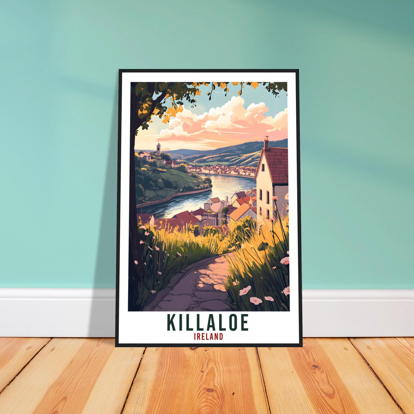 Killaloe Travel Print Ireland Home Decor Clare Wall Art Wall Hanging Art Lover Irish Artwork Travel Poster Killaloe Ireland Travel Art