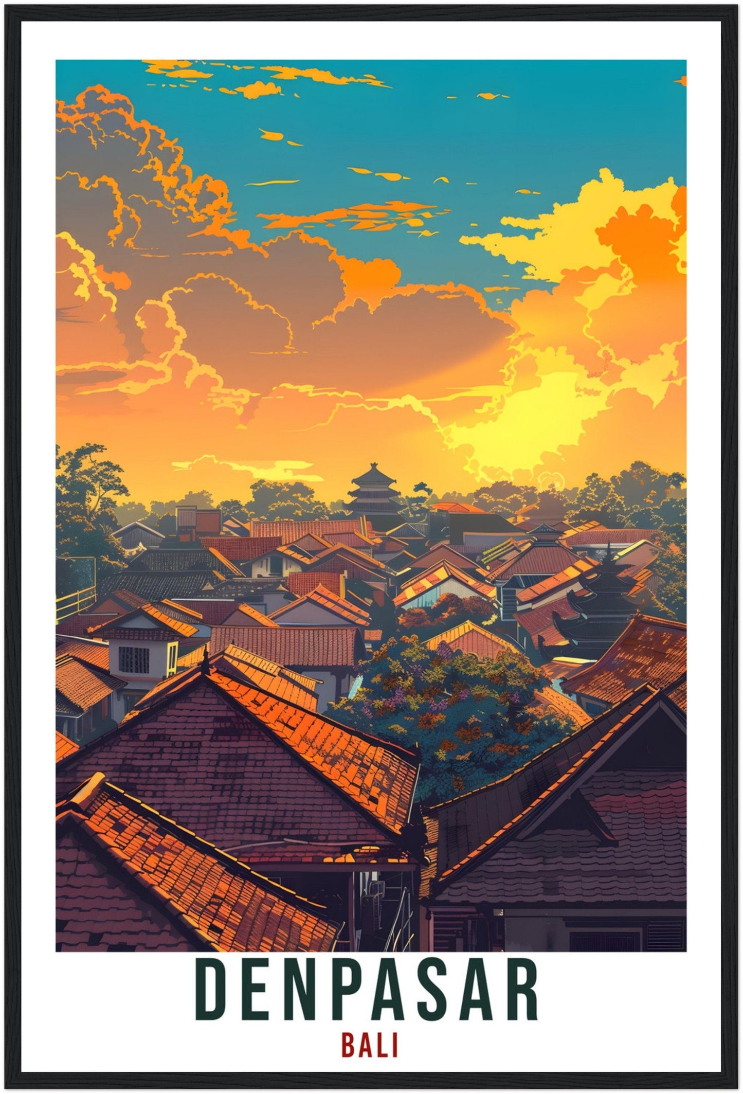 Denpasar Bali Travel Print Bali Wall Art Wall Hanging Home Décor Denpasar Gift Landmark Artwork Travel Art Lover Indonesia Travel Poster