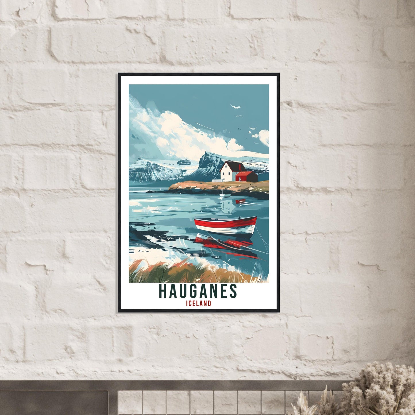 Hauganes Iceland Travel Print Wall Art Wall Hanging Home Décor Hauganes Gift Travel Art Iceland Artwork City Landscape Travel Poster