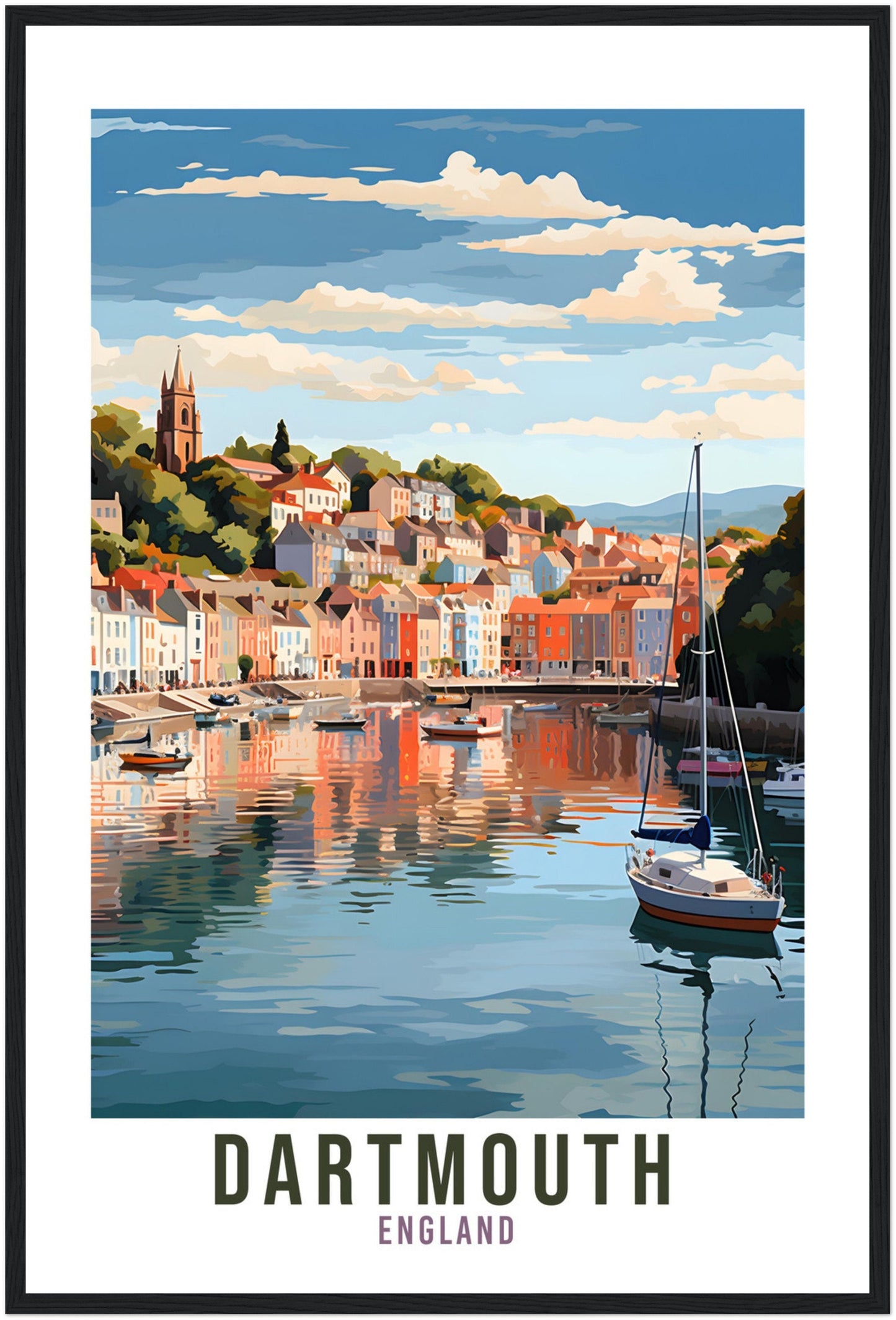 Dartmouth Travel Print Home Decor Dartmouth Devon English Coastal Art Dartmouth Artwork Gift Dartmouth Travel Poster Devon Travel Artwork
