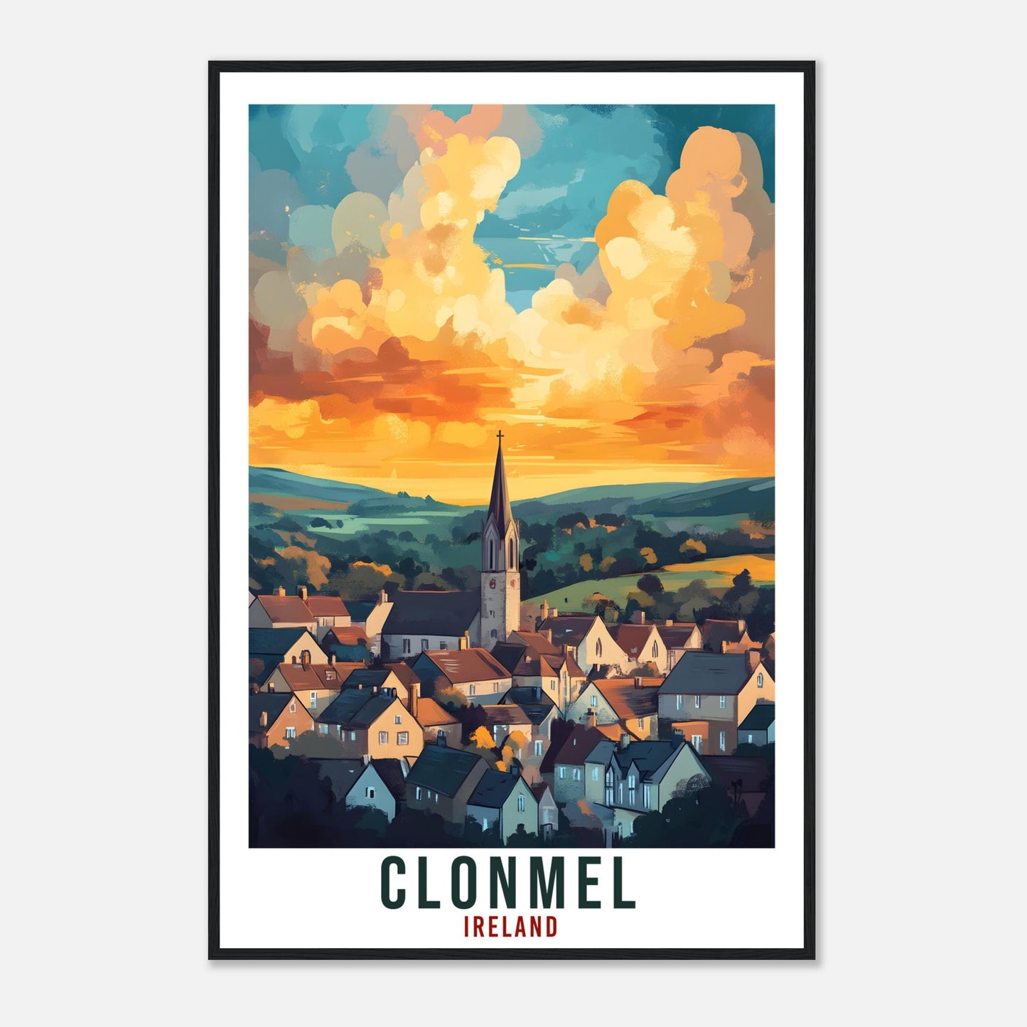 Clonmel Travel Print Ireland Home Decor Tipperary Wall Art Gift Wall Hanging Art Lover Clonmel Irish Artwork Travel Poster Ireland Travel