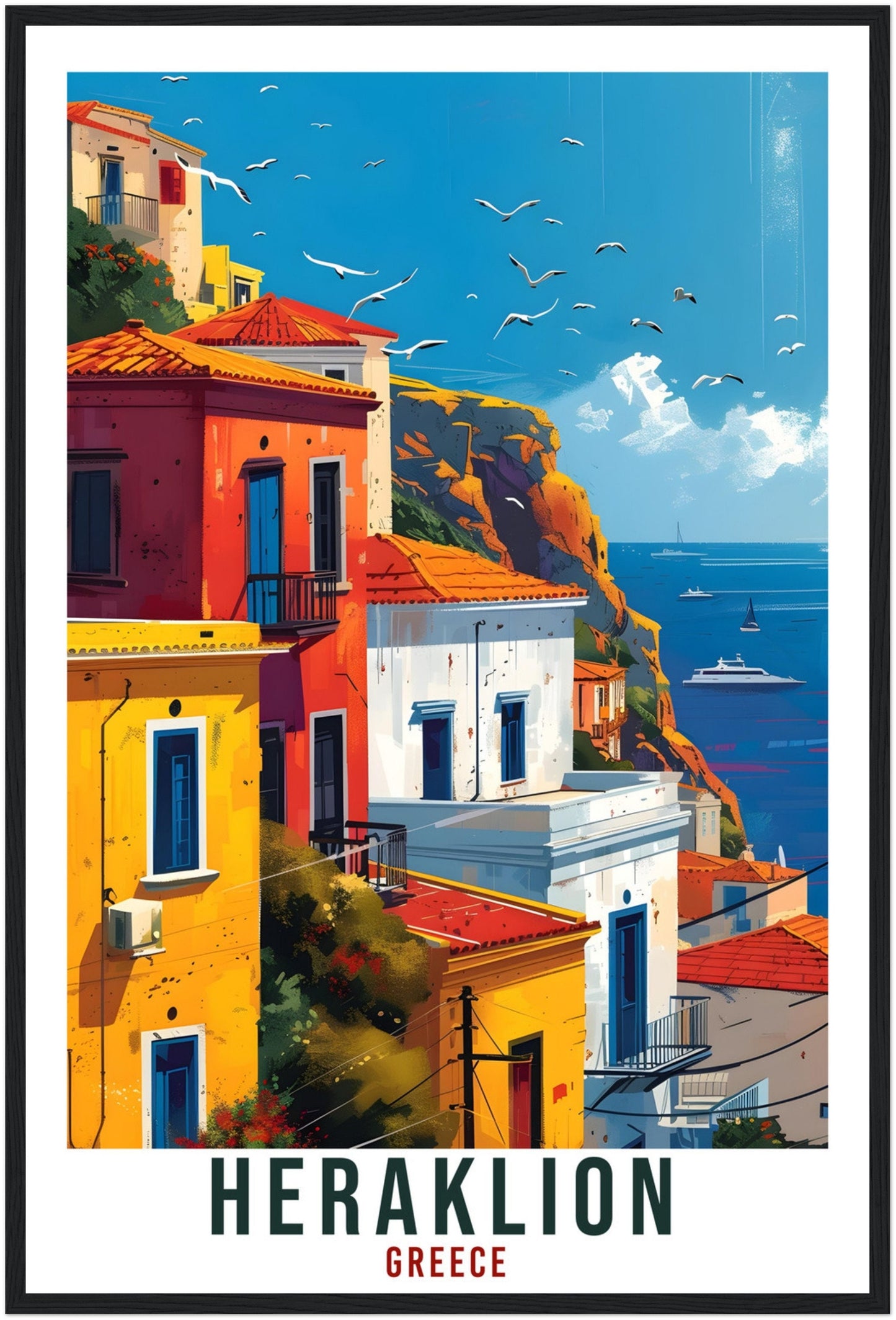 Heraklion Crete Travel Print Greece Home Decoration Greek City Wall Art Gift Wall Hanging Art Lover Greece Artwork Heraklion Travel Poster