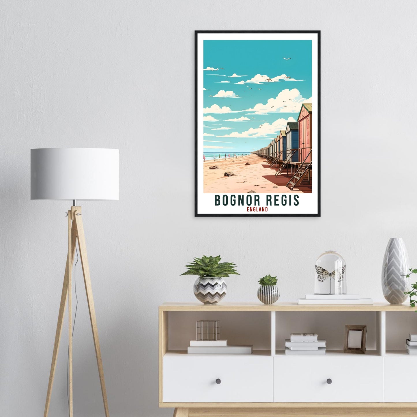 Bognor Regis Beach Travel Print English Home Decoration Wall Art Gift Wall Hanging Art Lover Artwork England Bognor Regis Travel Poster
