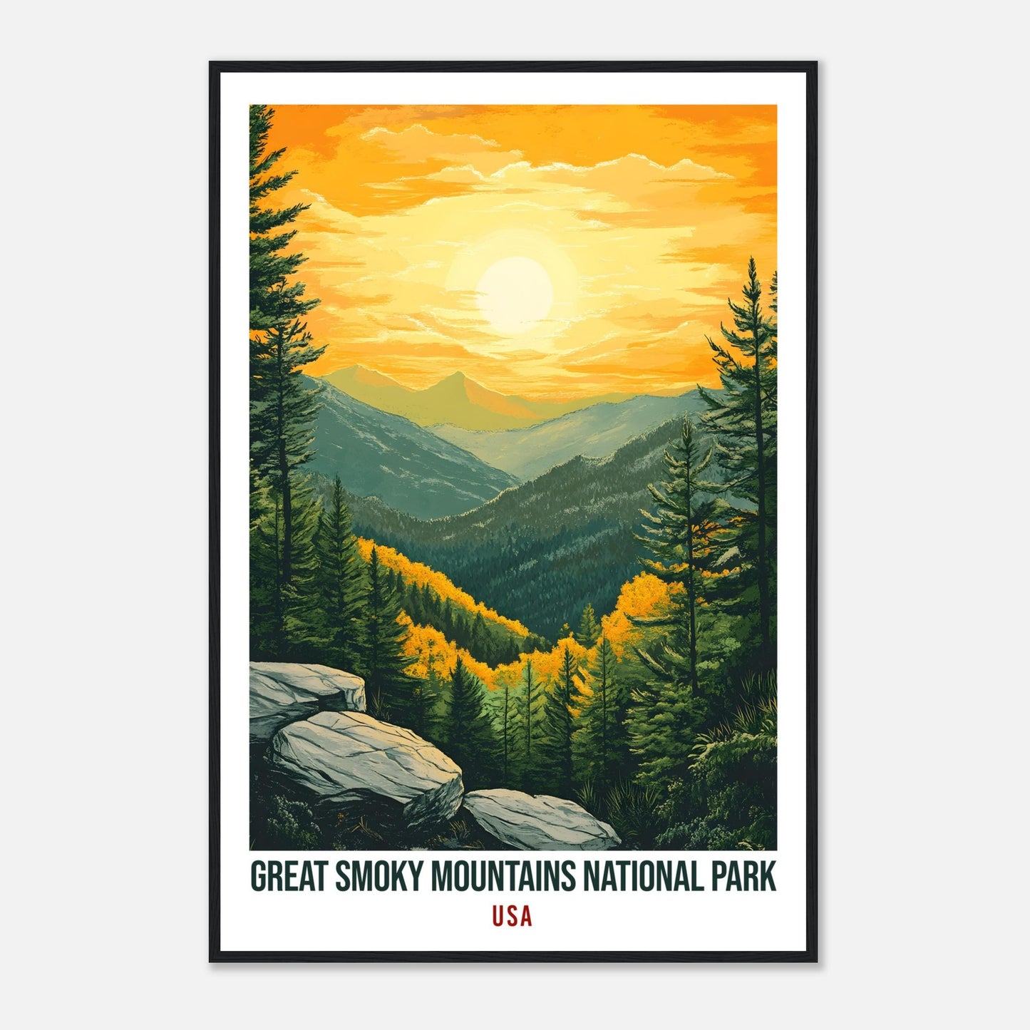 Great Smoky Mountains National Park USA Travel Print Wall Art Wall Hanging Home Décor Great Smoky Gift Travel Art USA Artwork Travel Poster