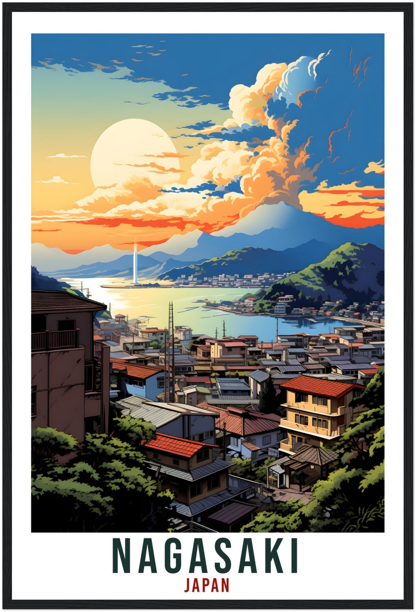 Nagasaki Travel Print Japan Home Decoration Wall Art Gift Wall Hanging Art Lover Japanese Artwork Japan Nagasaki Travel Poster City Print