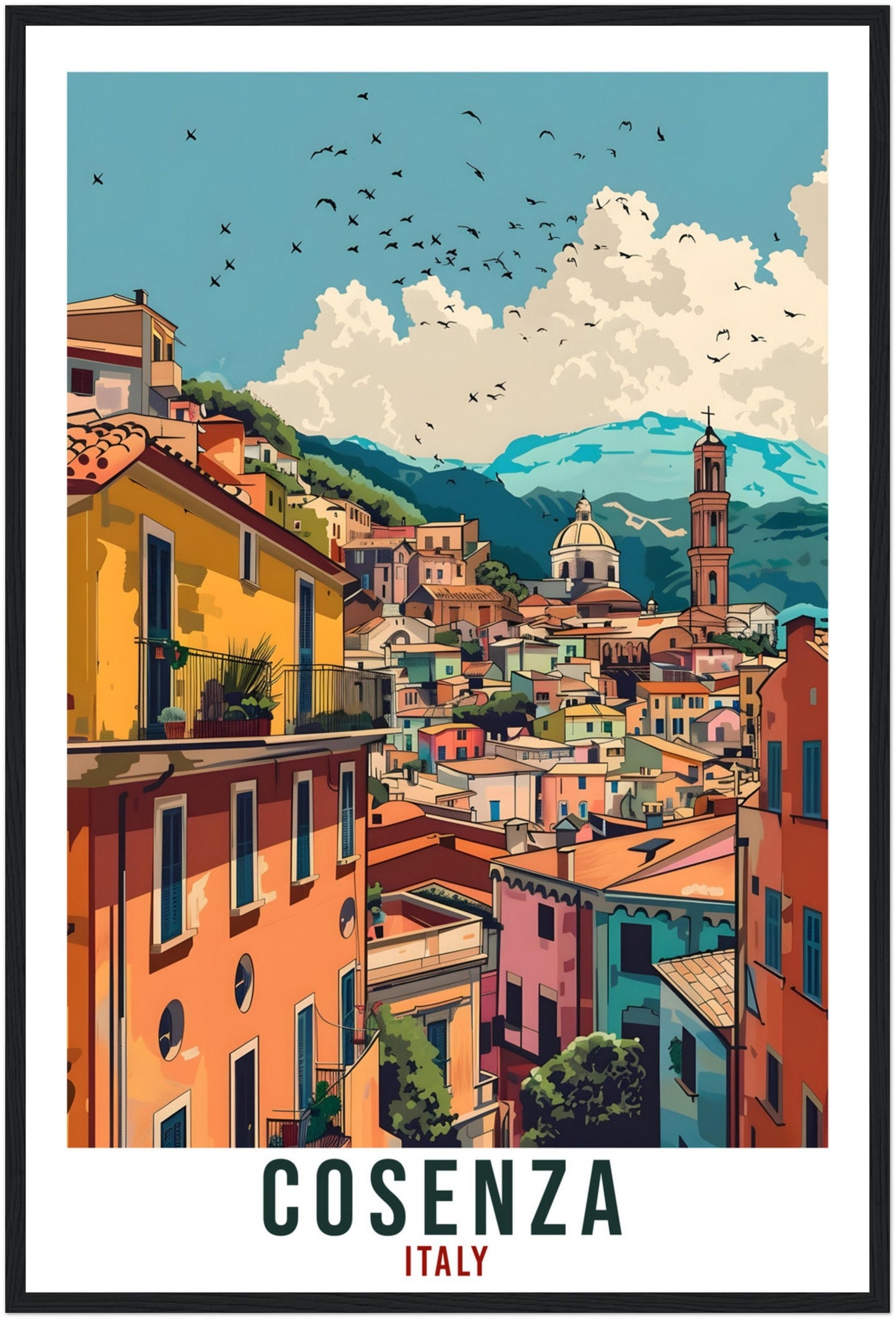 Cosenza Travel Print Italy Wall Art Wall Hanging Home Living Décor Cosenza Gift Art Lovers Gift Italy Artwork Gift Italian Travel Poster