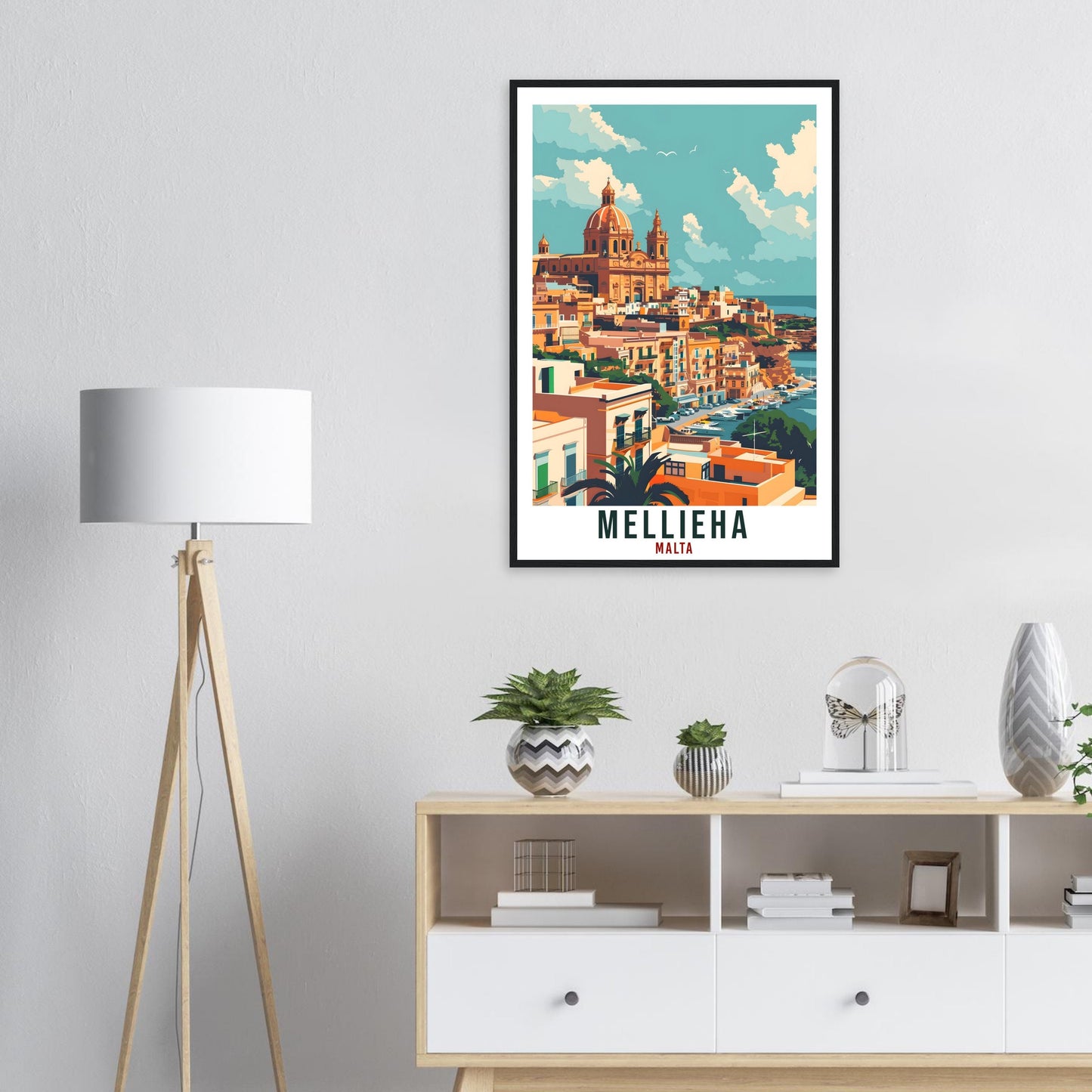 Mellieha Travel Print Malta Wall Art Wall Hanging Home Living Décor Mellieha Gift Art Lovers Gift Malta Artwork Gift Malta Travel Poster