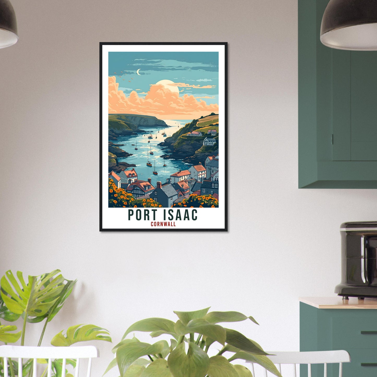 Port Issac Travel Poster Cornwall Wall Art Home Decor Wall Hanging Travel Art Gift Port Issac Travel Print England Landscape Artwork Gift