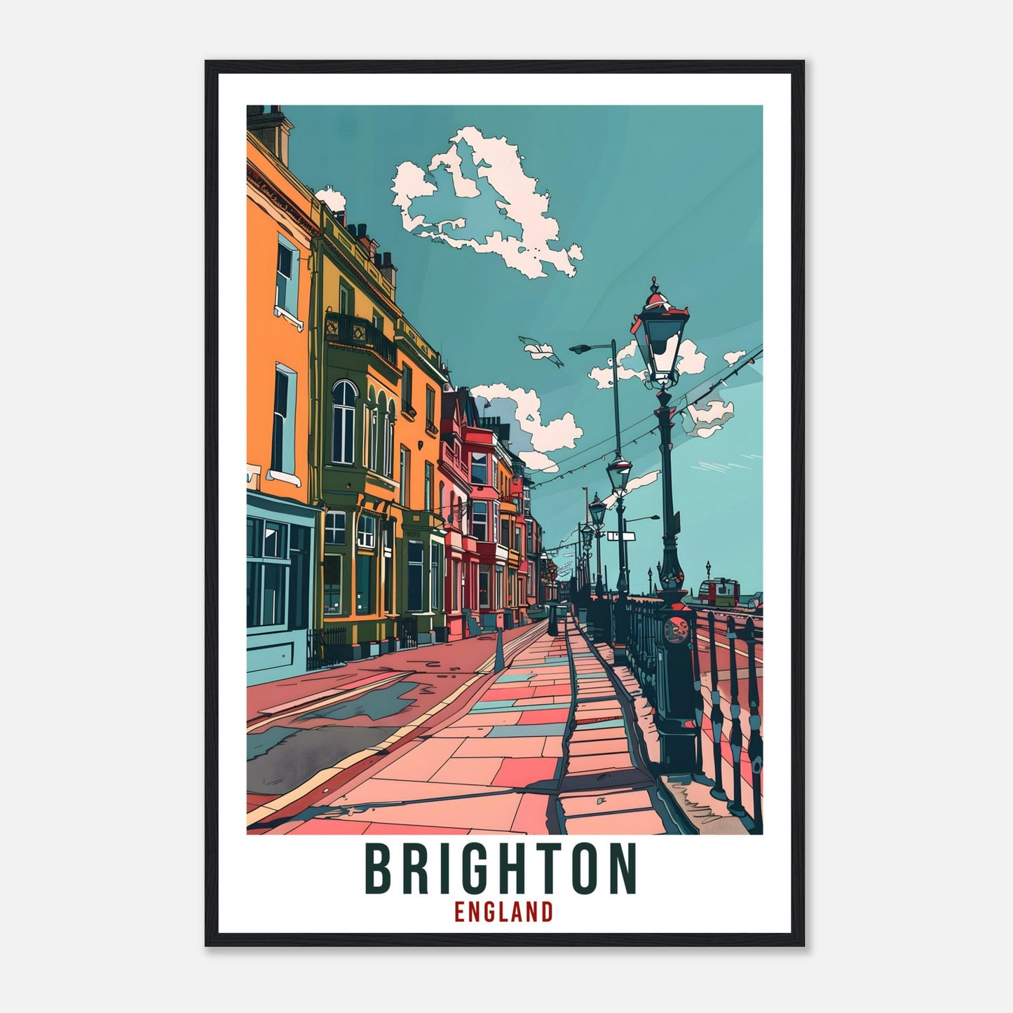 Brighton Travel Print Wall Art Wall Hanging Home Living Décor Brighton Street Art Lovers Gift UK Artwork Gift Print English Travel Poster