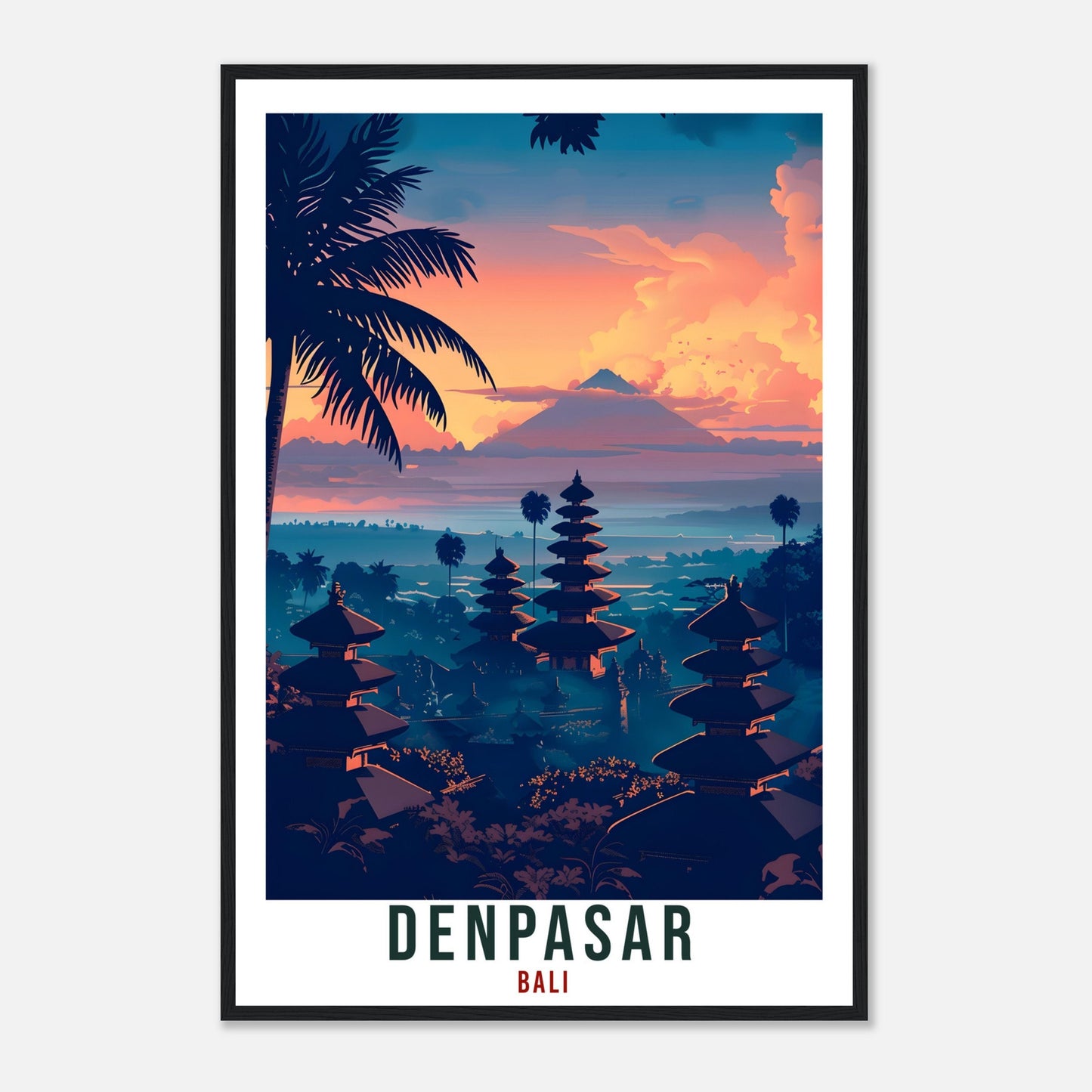Denpasar Bali Travel Print Bali Wall Art Wall Hanging Home Décor Denpasar Gift Landmark Artwork Travel Art Lovers Indonesia Travel Poster