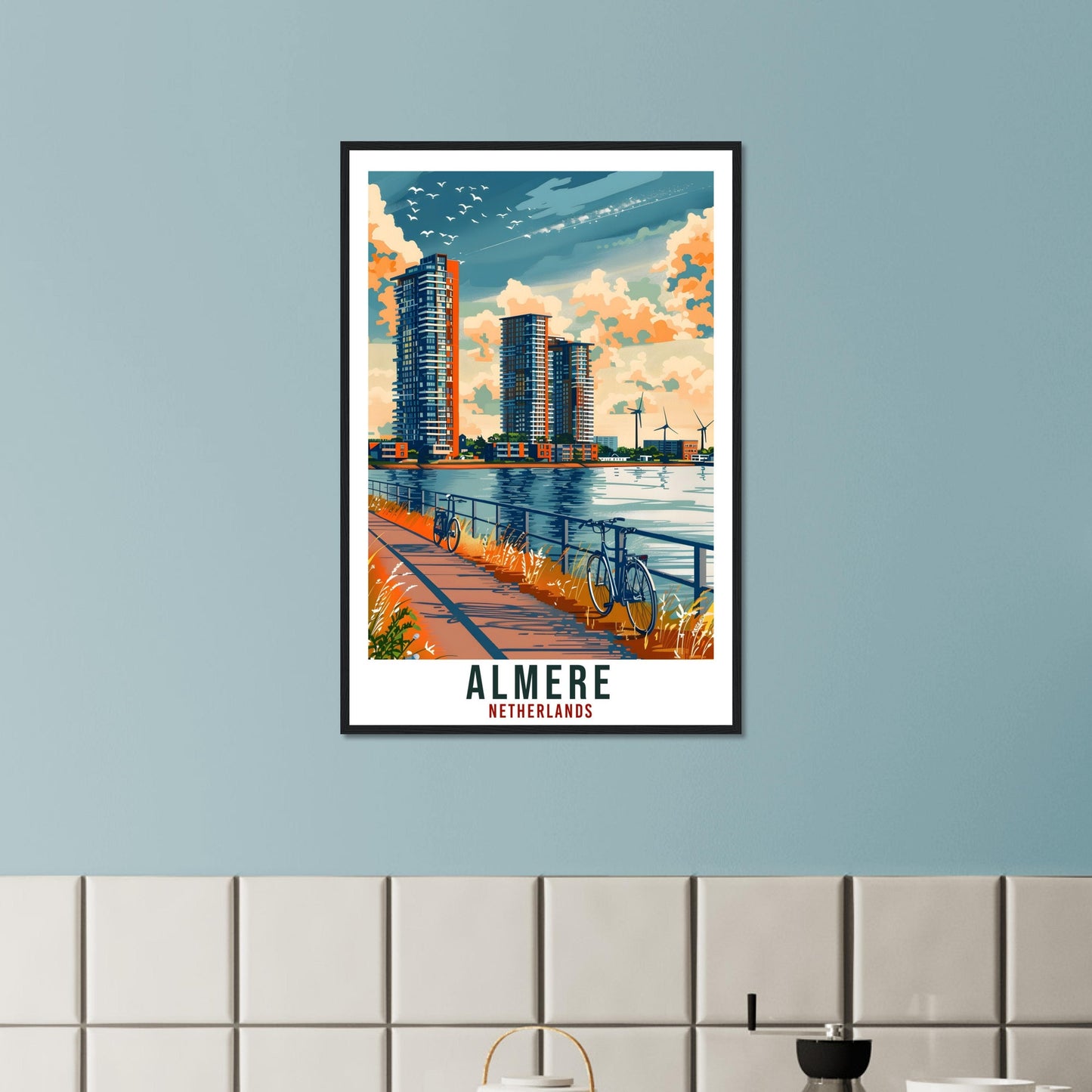 Almere Travel Print Holland Wall Art Wall Hanging Home Décor Almere Gift Art Lovers Gift Dutch Artwork Gift The Netherlands Travel Poster