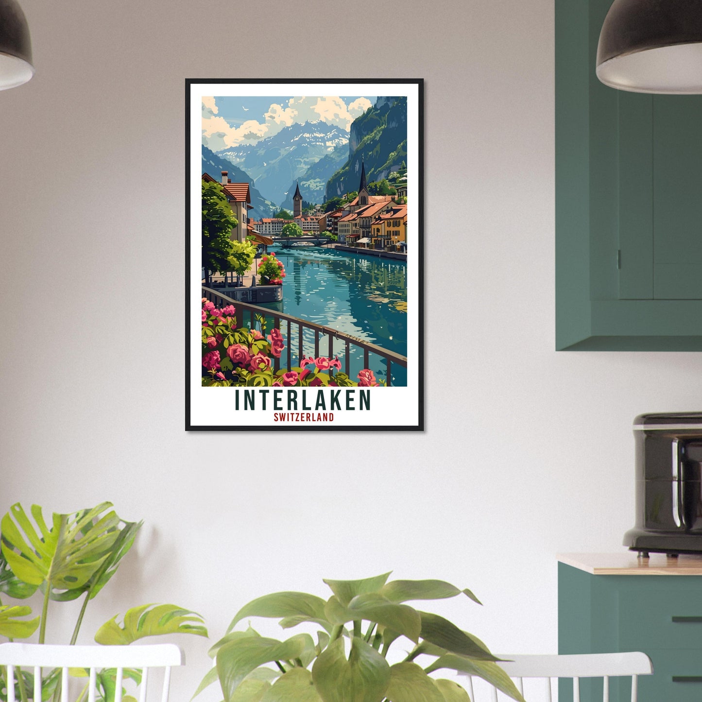 Interlaken Travel Print Swiss Wall Art Wall Hanging Home Living Décor Interlaken Gift Art Lover Switzerland Artwork Gift Swiss Travel Poster