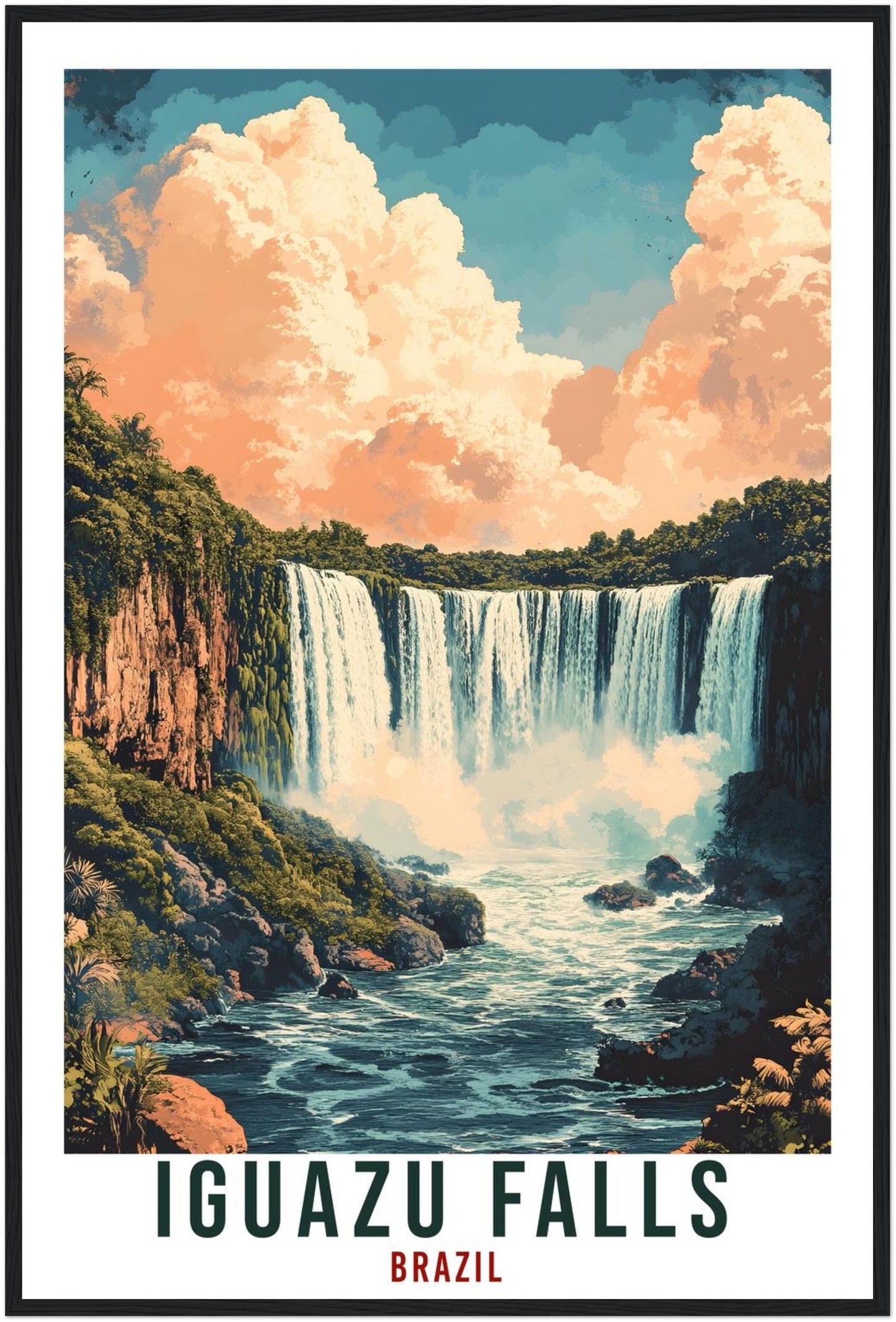 Iguazu Falls Travel Print Brazil Home Decor Iguazu Wall Art Gift Wall Hanging Art Lover Iguazu Falls Brazil Artwork Travel Poster Travel Art