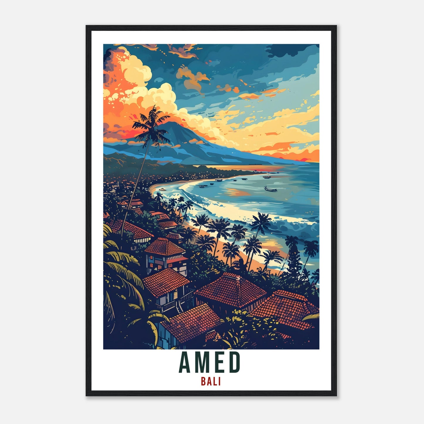 Amed Bali Travel Print Bali Wall Art Wall Hanging Home Décor Amed Gift Landmark Bali Artwork Travel Art Indonesia Amed Beach Travel Poster