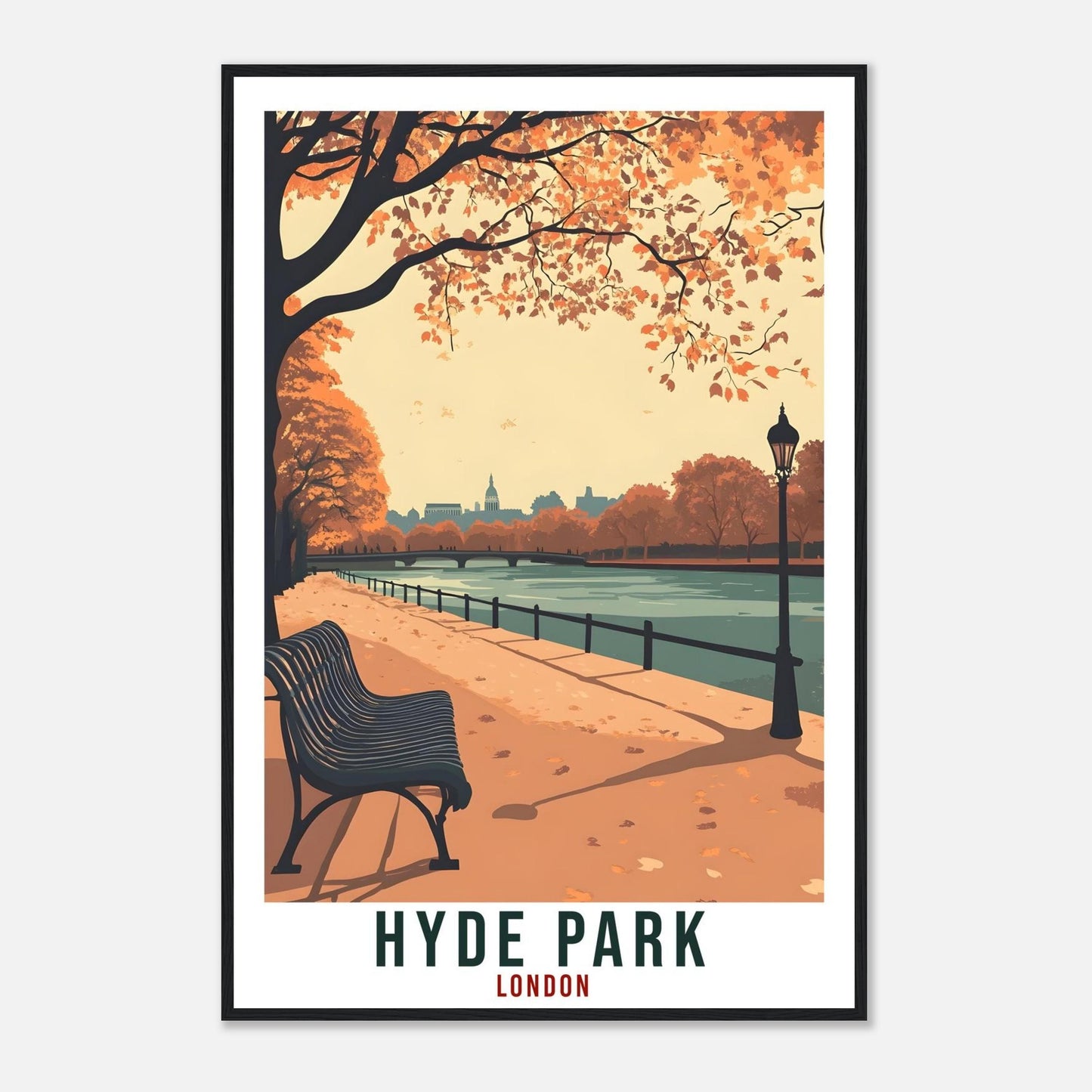 Hyde Park London Travel Print England Decor London Park Wall Art Gift Wall Hanging Art Lover Hyde Park England Artwork Travel Poster UK Art