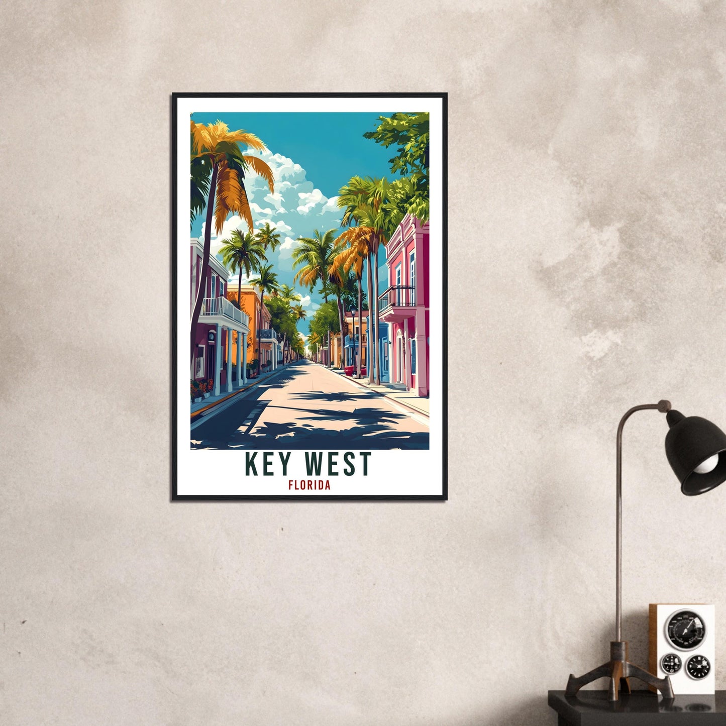 Key West Travel Print Florida Keys United States Decor Wall Art Gift Wall Hanging Art Lover Key West American Artwork Travel Poster USA Art