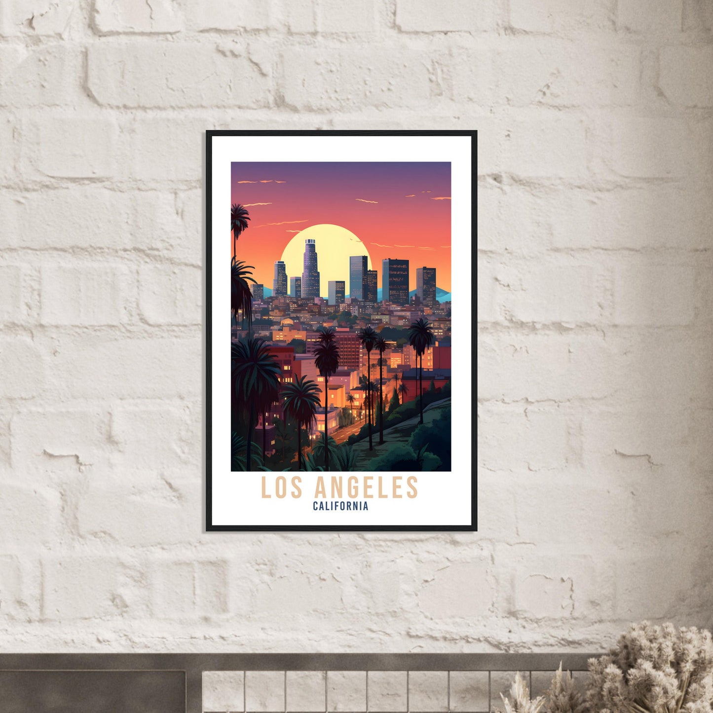 Los Angeles Sunset Travel Print Wall Art Los Angeles Wall Hanging LA Cityscape Los Angeles Gift Art Lovers California Art Lover LA Art Gift