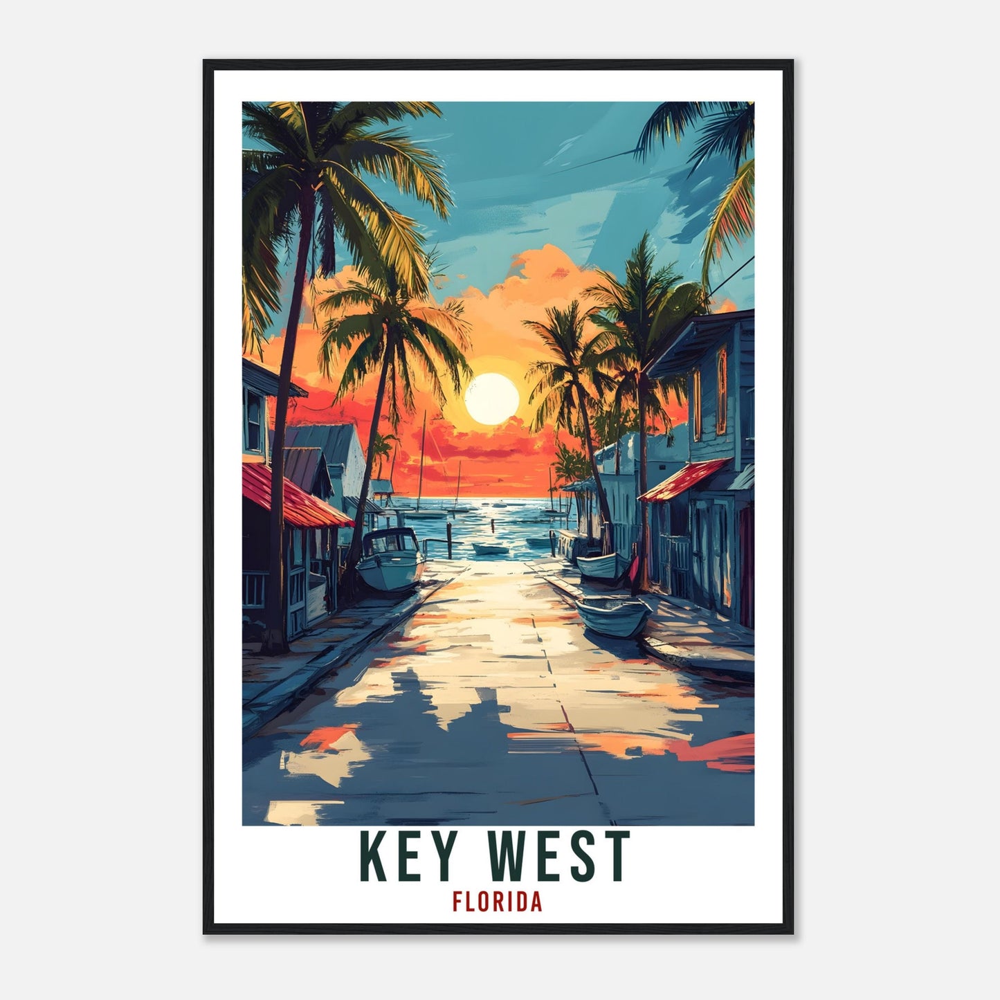 Key West Travel Print Florida United States Home Decor Wall Art Gift Wall Hanging Art Lover Florida Keys American Artwork Travel Poster USA